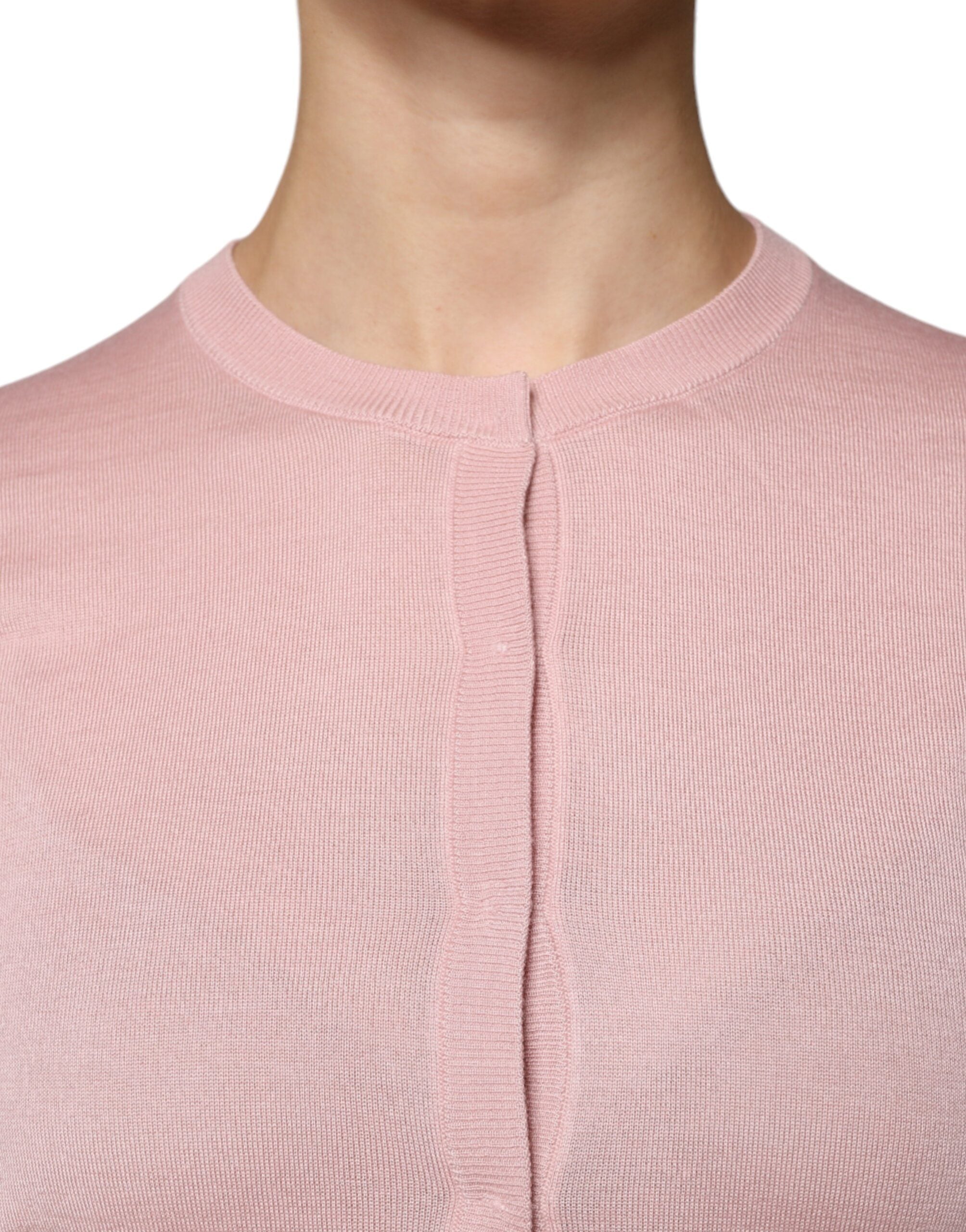 Dolce & Gabbana Pink Wool Knit Button Down Cardigan Women's Sweater (Pre-Owned)