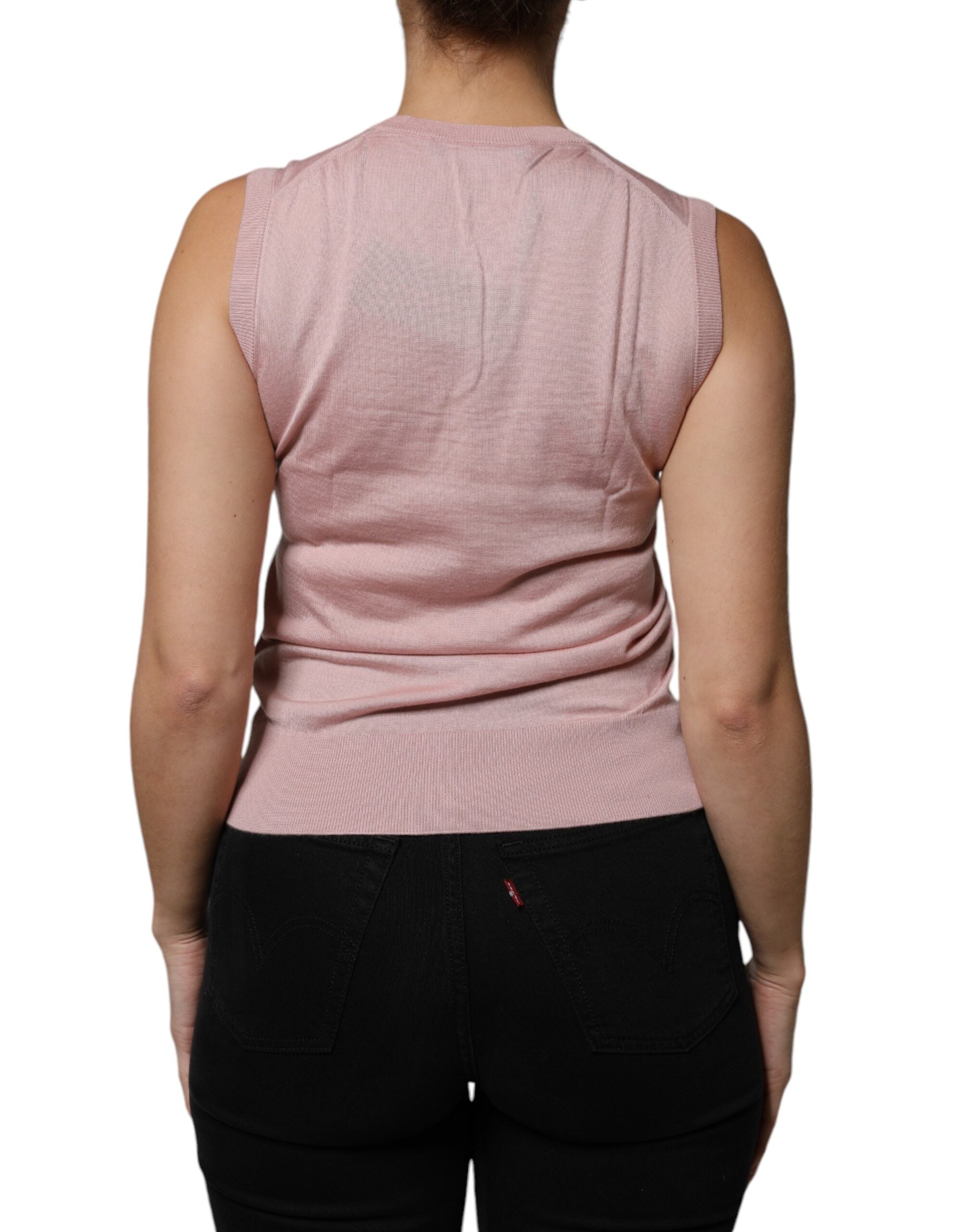 Dolce & Gabbana Pink Cashmere Knitted Sleeveless Tank Women's Top