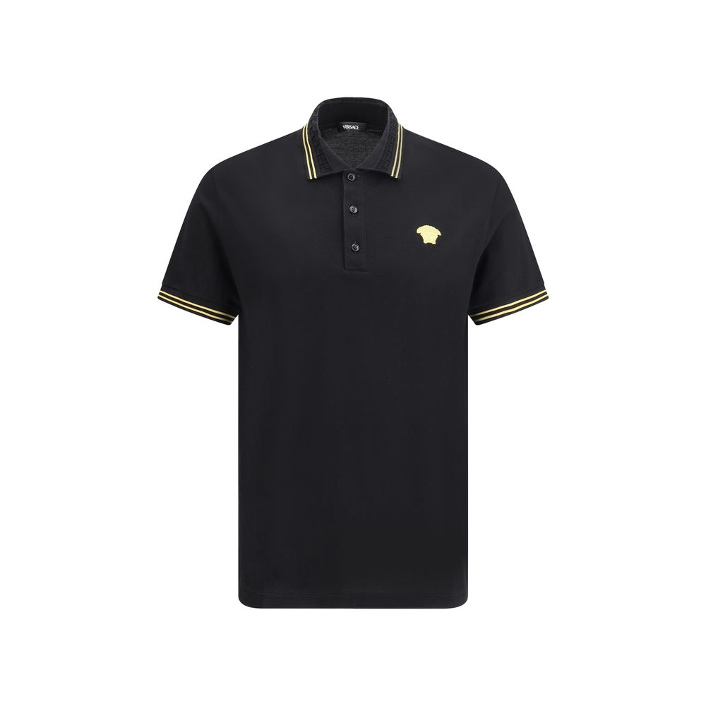 Versace Black Cotton Polo Men's Shirt