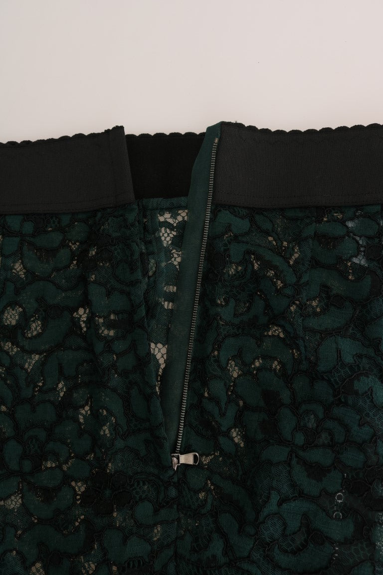 Dolce & Gabbana Green Floral Lace Leggings Women's Pants