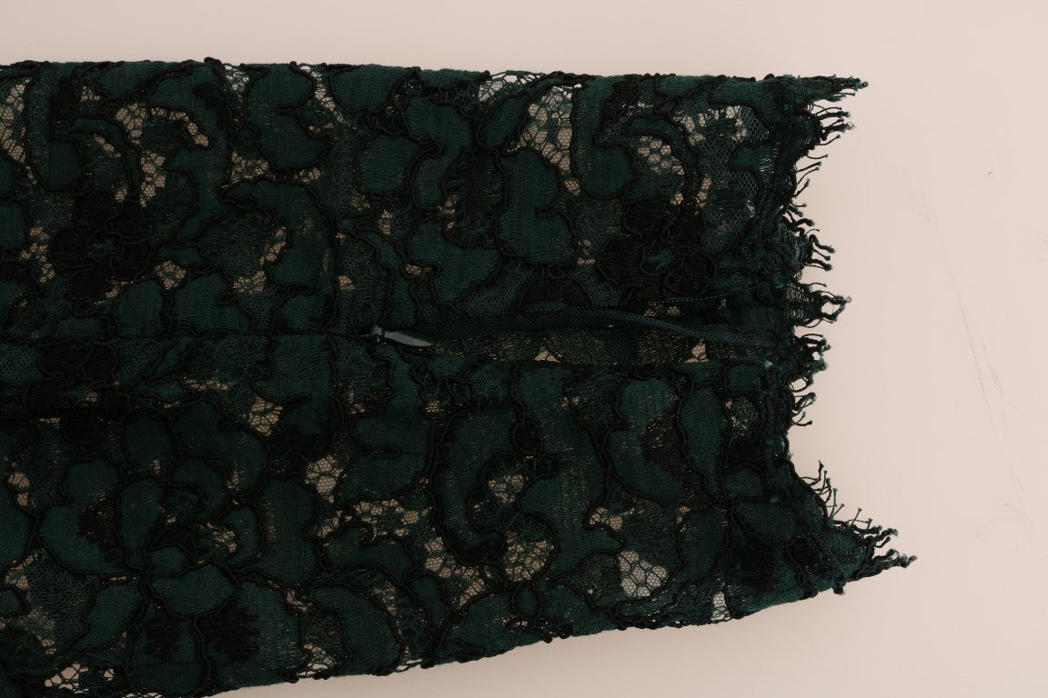 Dolce & Gabbana Green Floral Lace Leggings Women's Pants