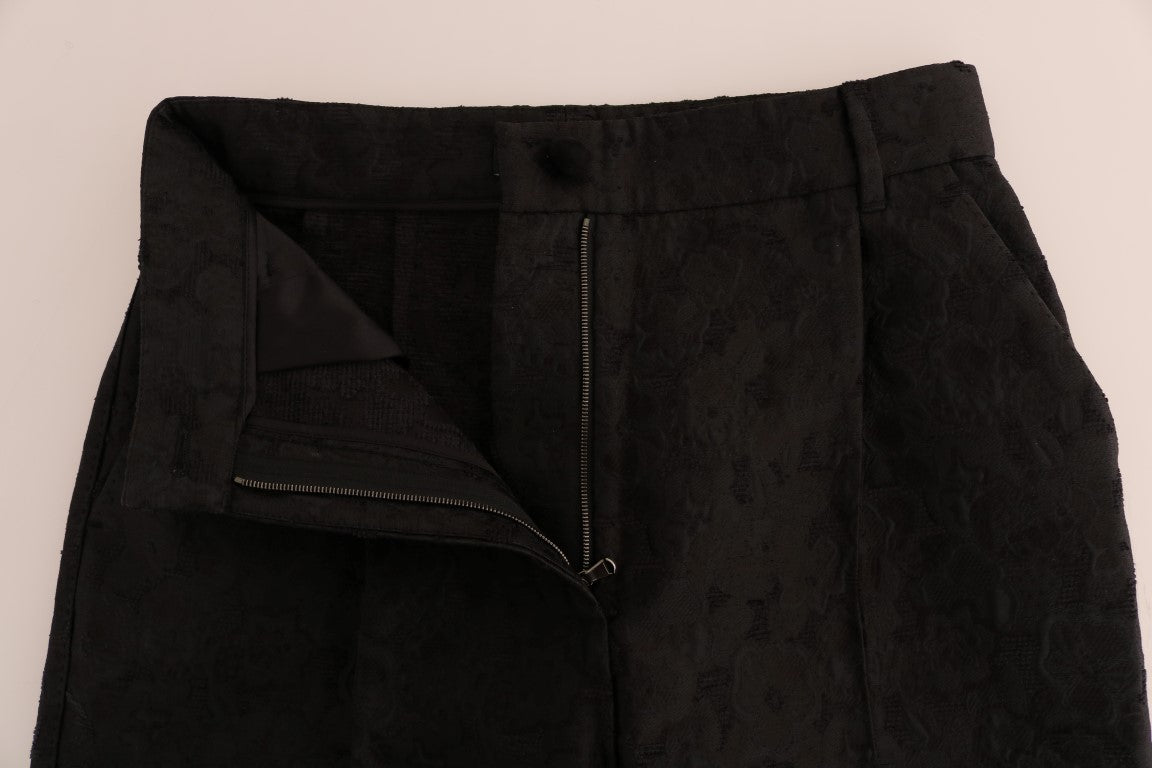 Dolce & Gabbana Black Floral Brocade Capri Women's Pants