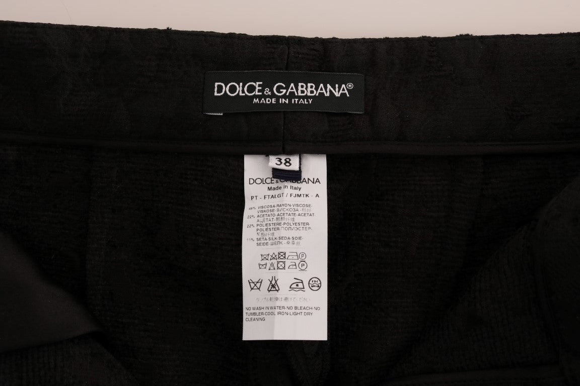 Dolce & Gabbana Black Floral Brocade Capri Women's Pants
