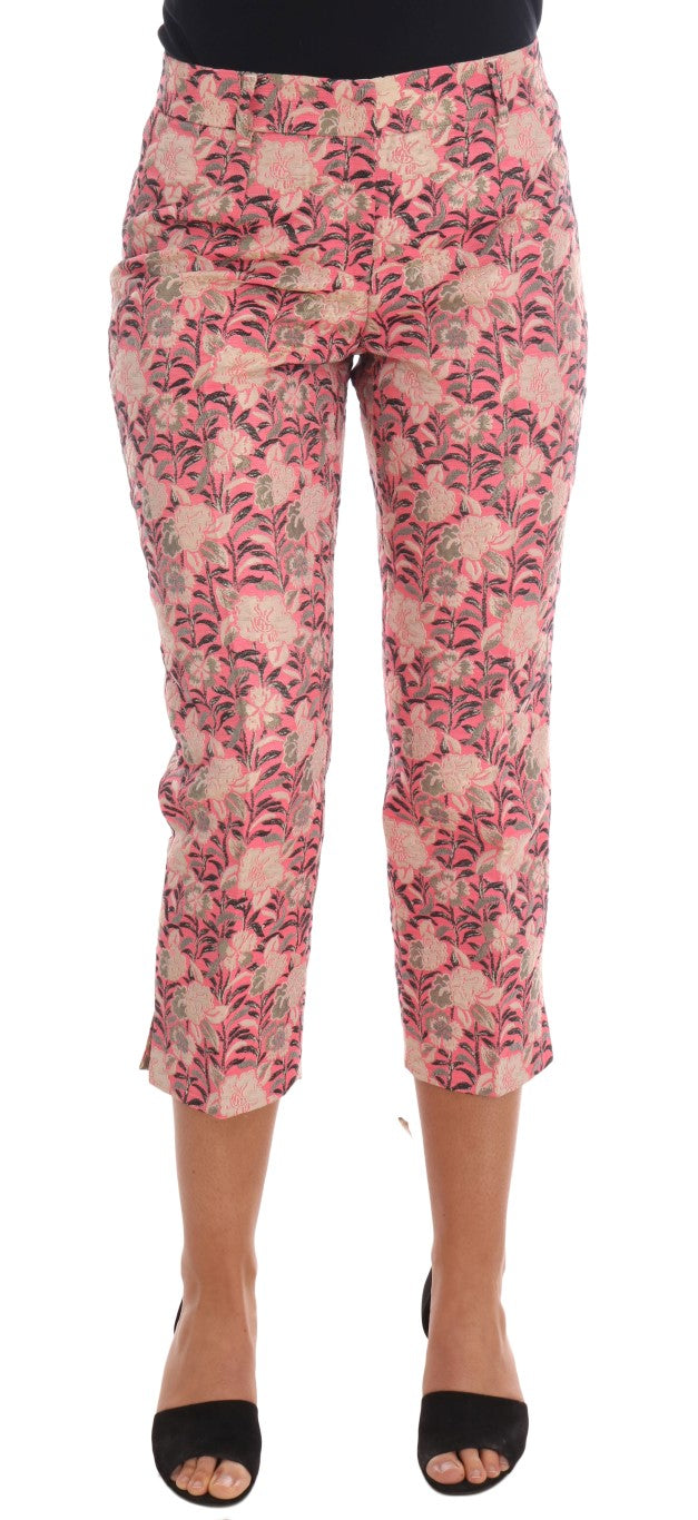 Dolce & Gabbana Pink Floral Brocade Capri Women's Pants