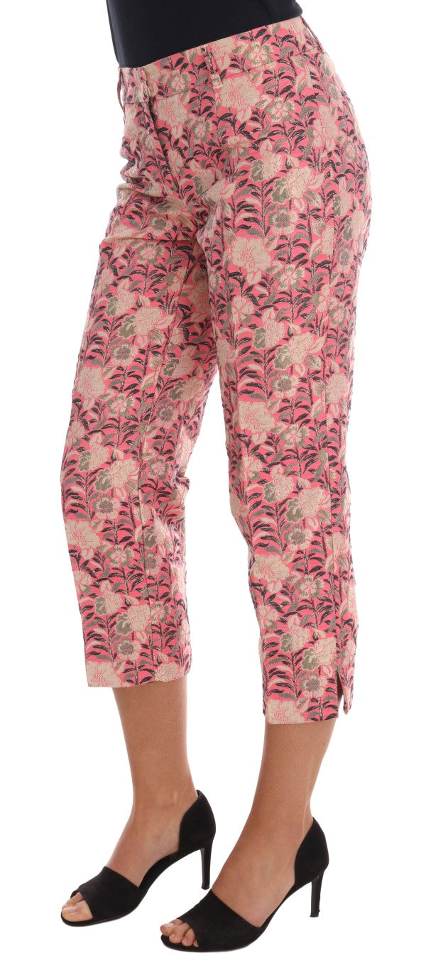 Dolce & Gabbana Pink Floral Brocade Capri Women's Pants