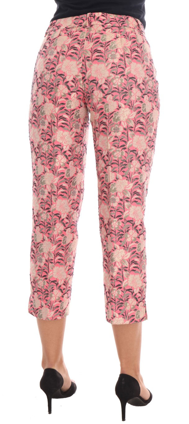 Dolce & Gabbana Pink Floral Brocade Capri Women's Pants