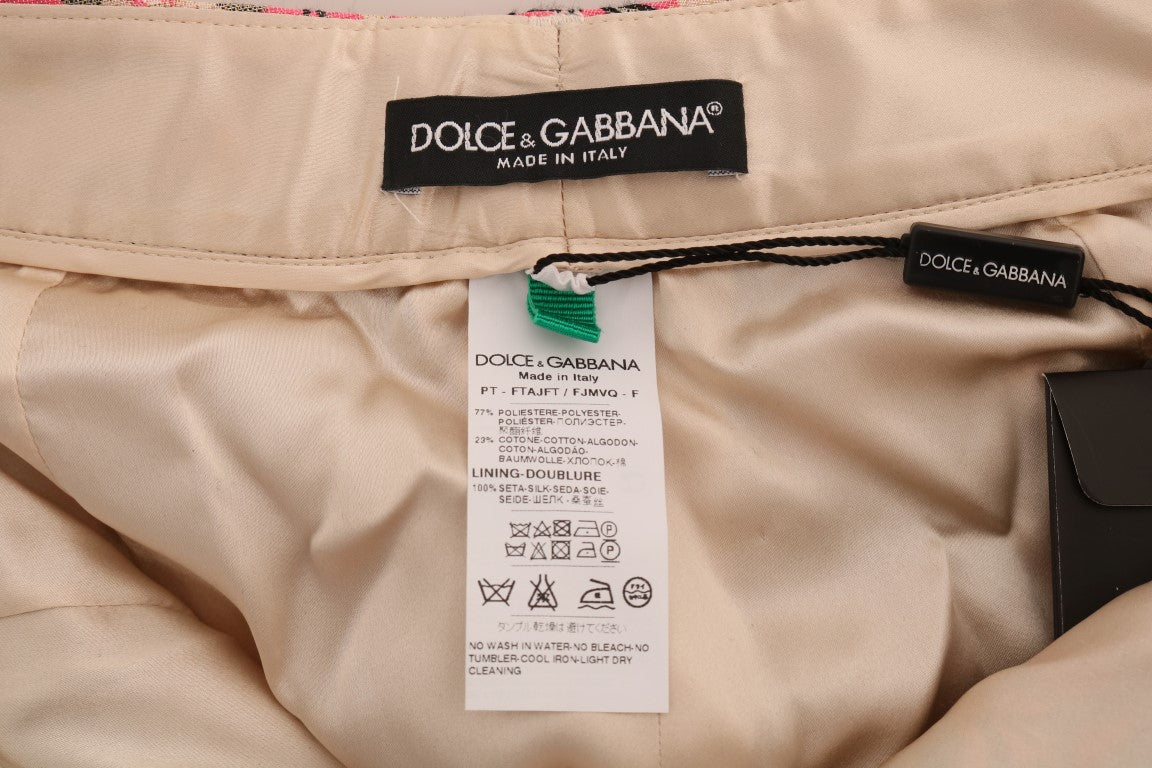 Dolce & Gabbana Pink Floral Brocade Capri Women's Pants