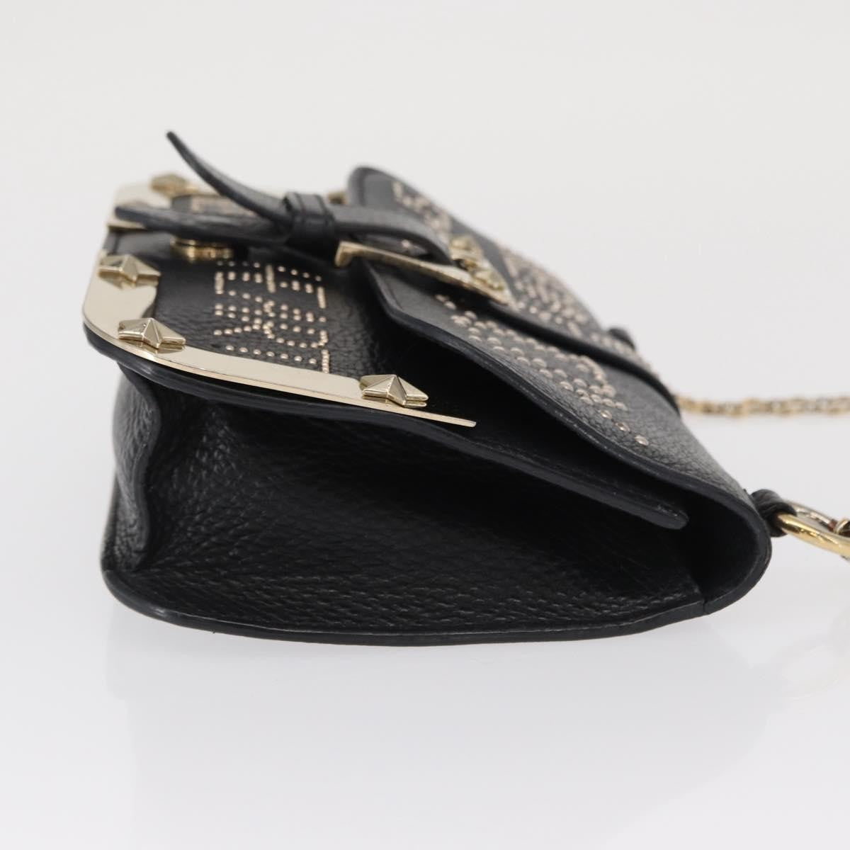 Valentino Garavani Chain Flap Leather Black Leather Shoulder Bag Bag (Pre-Owned)