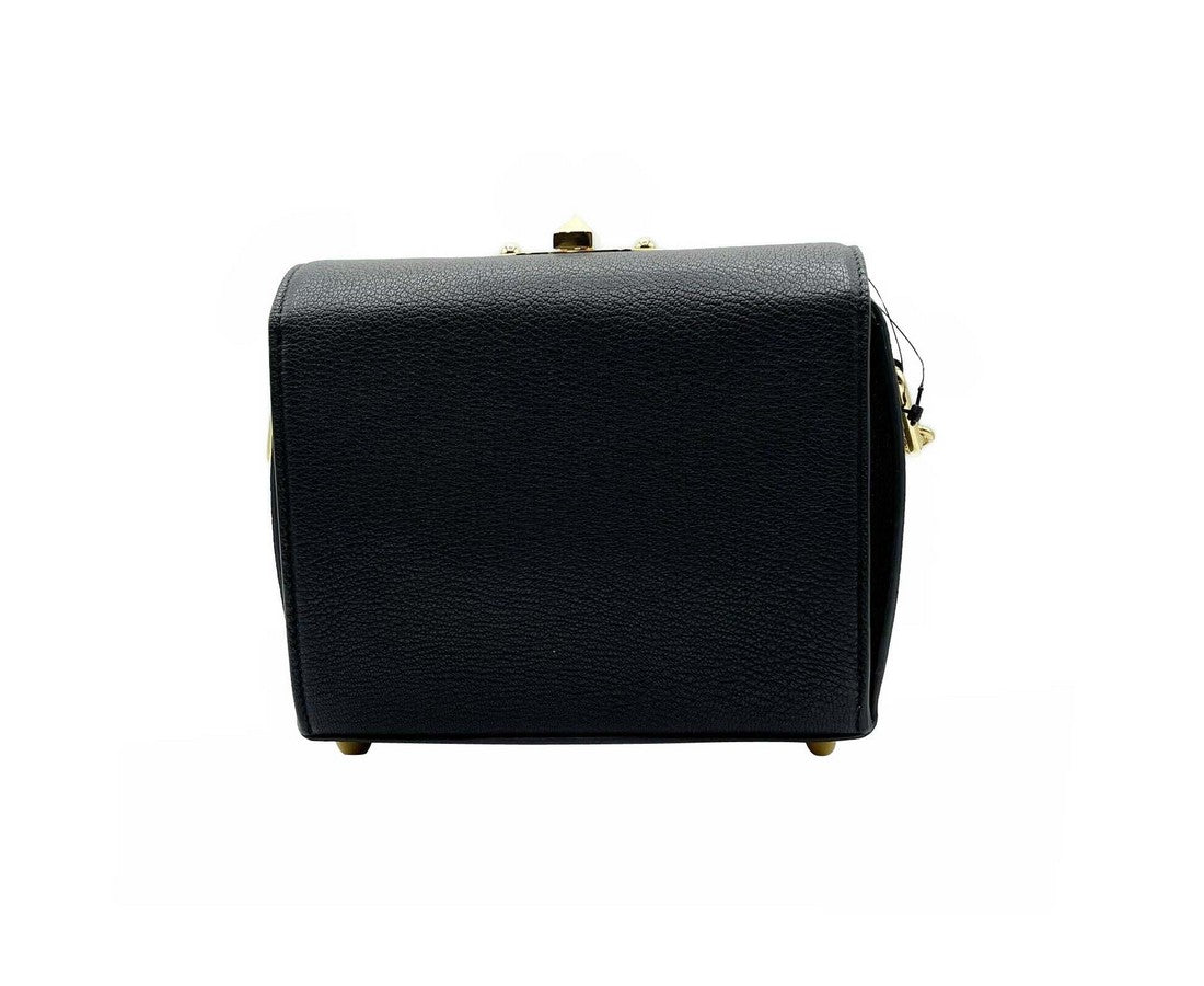 Alexander McQueen Black Leather Box 19 With Gold Hardware Crossbody Bag