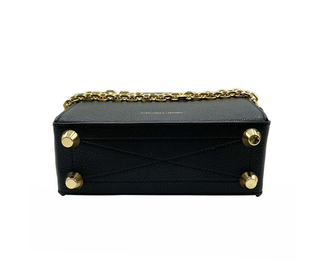 Alexander McQueen Black Leather Box 19 With Gold Hardware Crossbody Bag