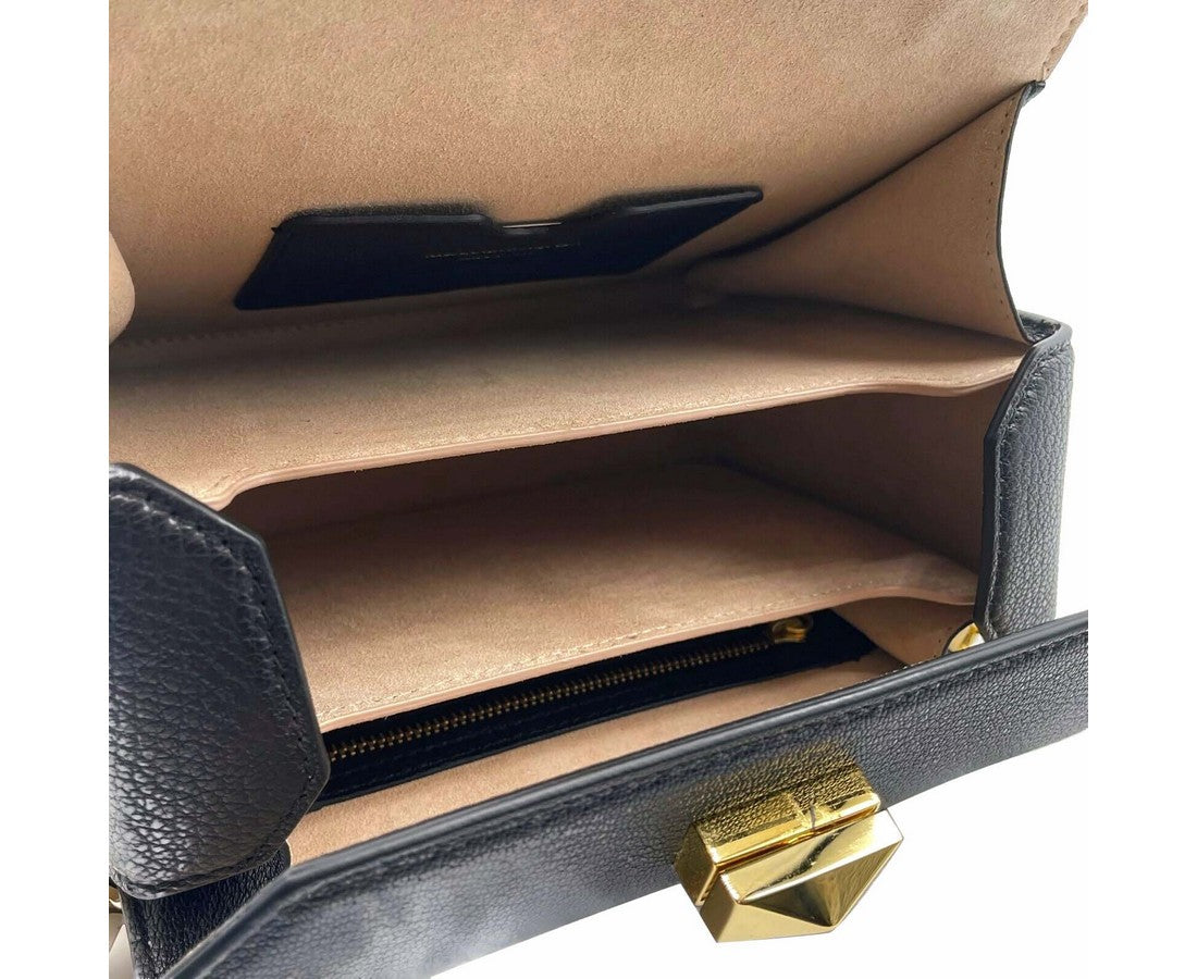 Alexander McQueen Black Leather Box 19 With Gold Hardware Crossbody Bag