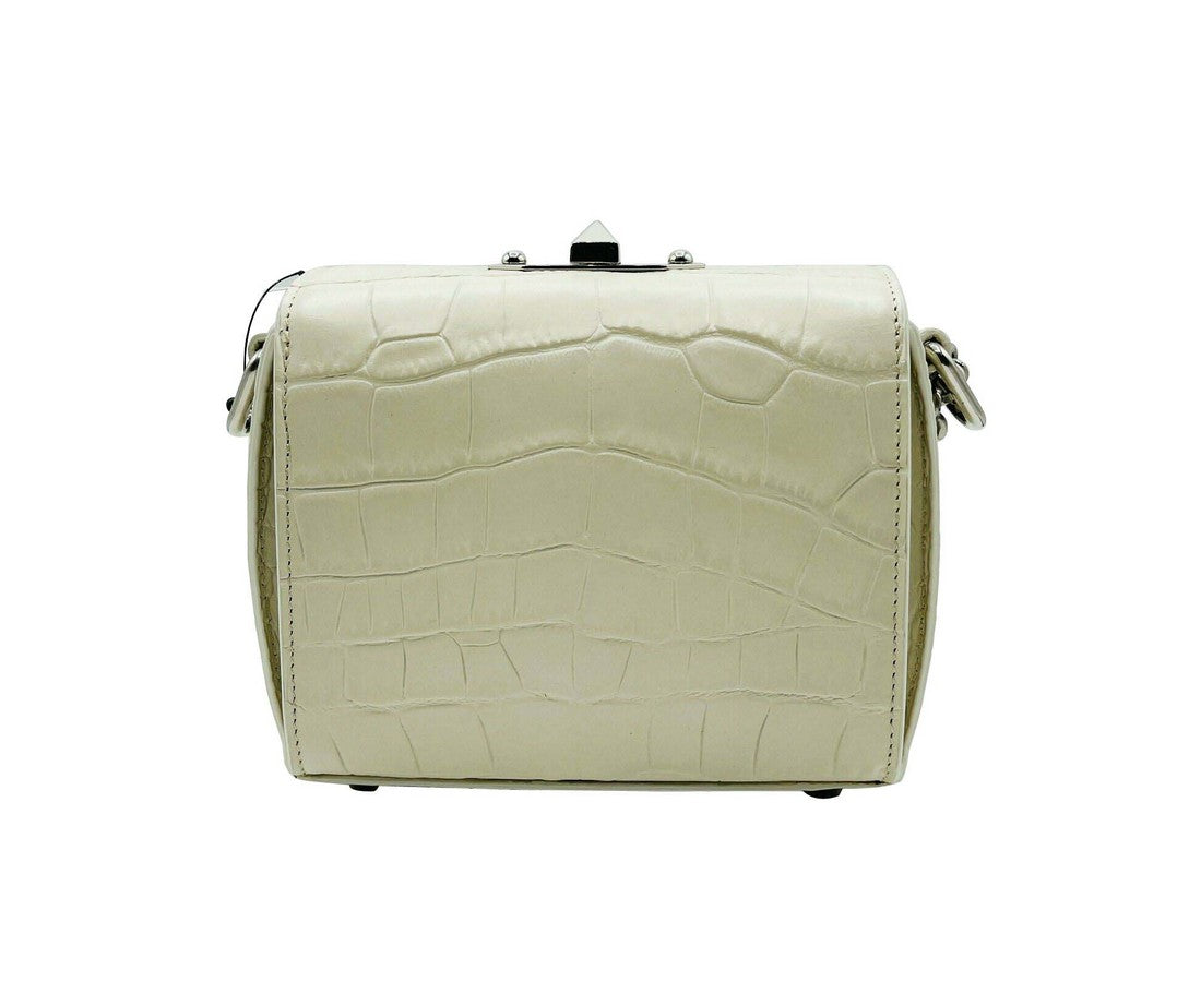Alexander McQueen Off White Crocodile Embossed Box 16 Crossbody Bag