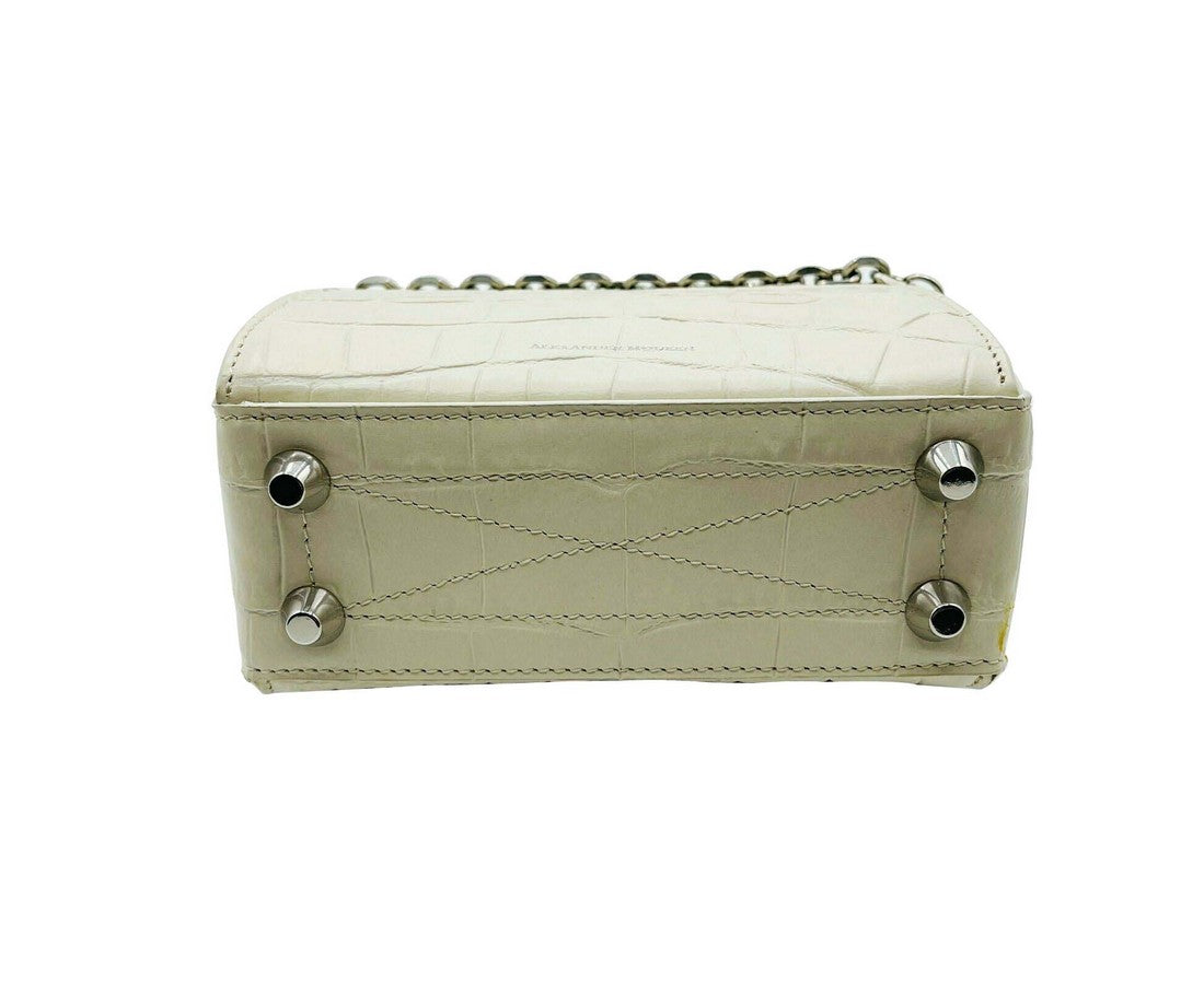 Alexander McQueen Off White Crocodile Embossed Box 16 Crossbody Bag
