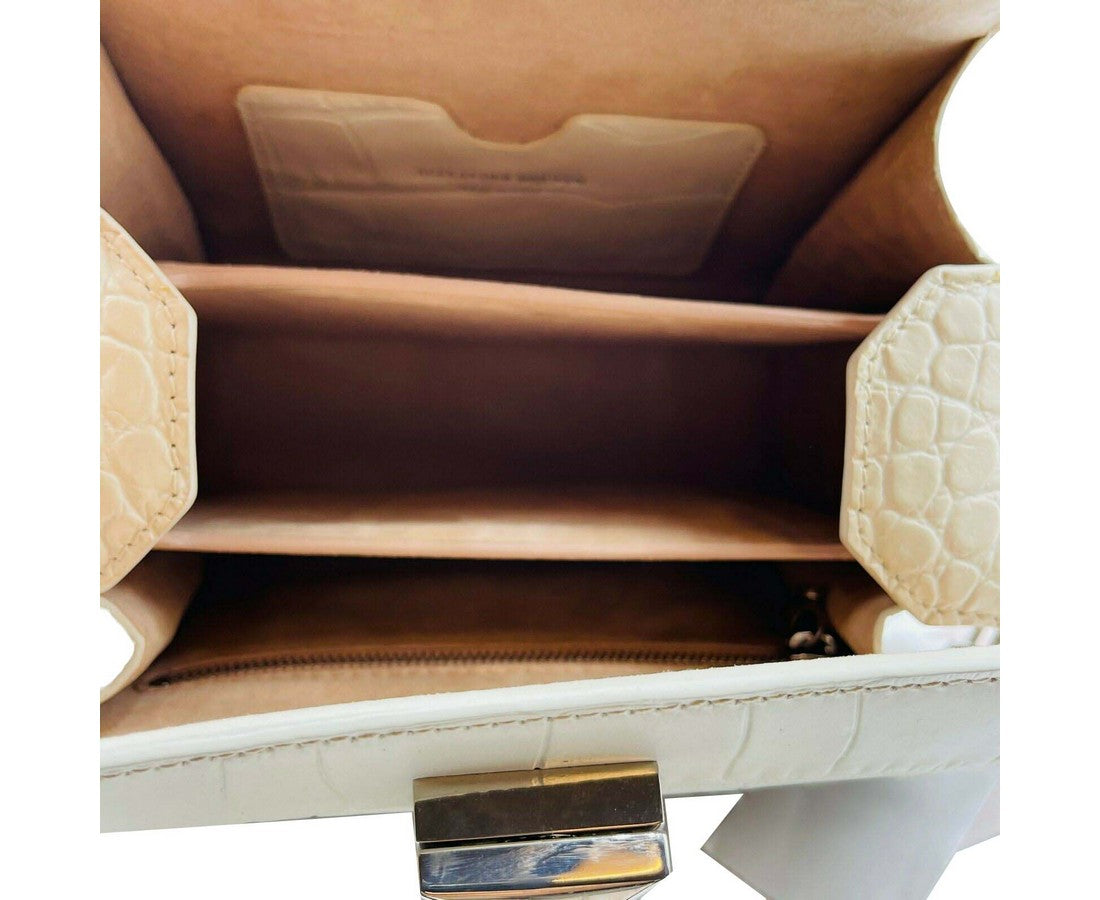 Alexander McQueen Off White Crocodile Embossed Box 16 Crossbody Bag