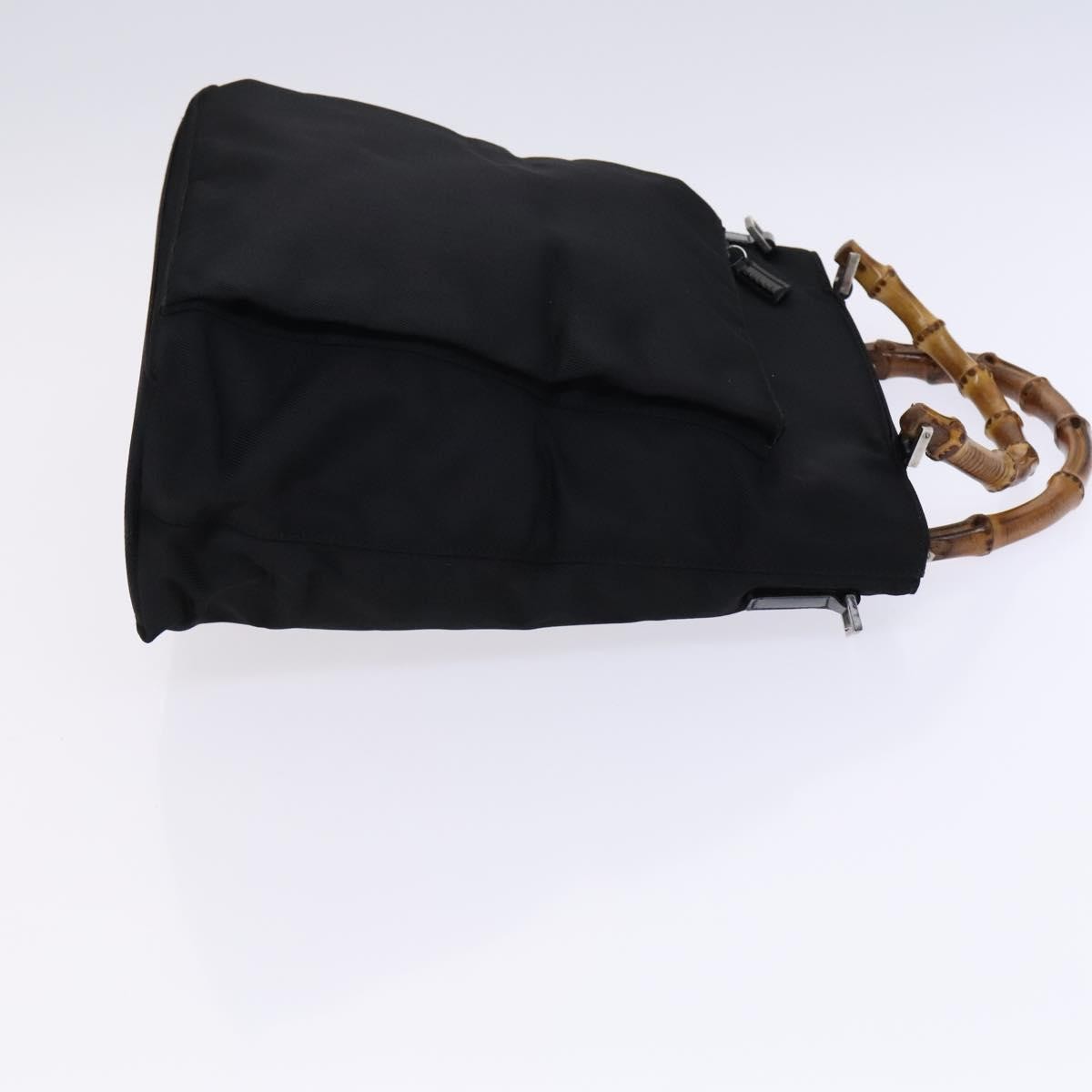 Gucci Vintage Bamboo Handle Nylon Black Nylon Tote Bag Bag (Pre-Owned)