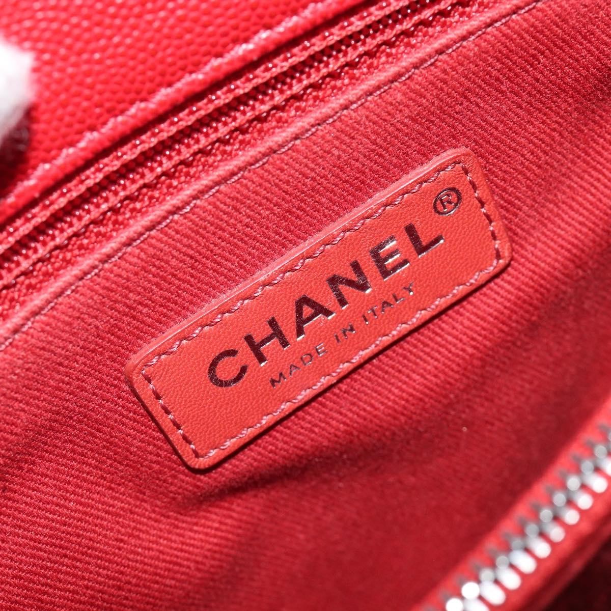 Chanel Coco Top Handle Quilted Caviar Red Leather Handbag (Pre-Owned)