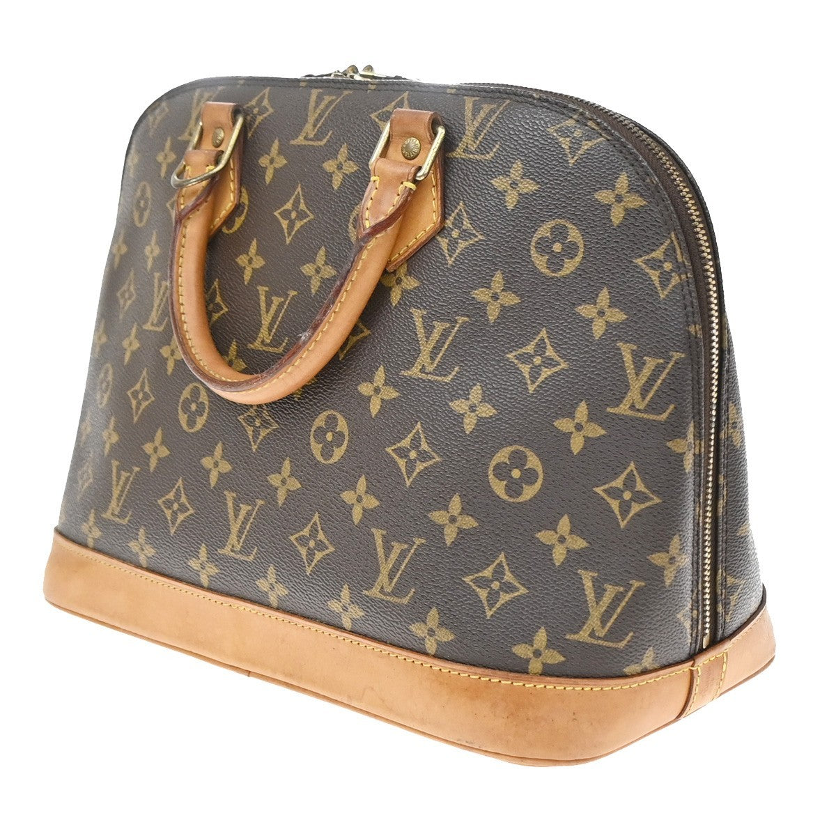 Louis Vuitton Alma Monogram Canvas Brown Leather Handbag (Pre-Owned)