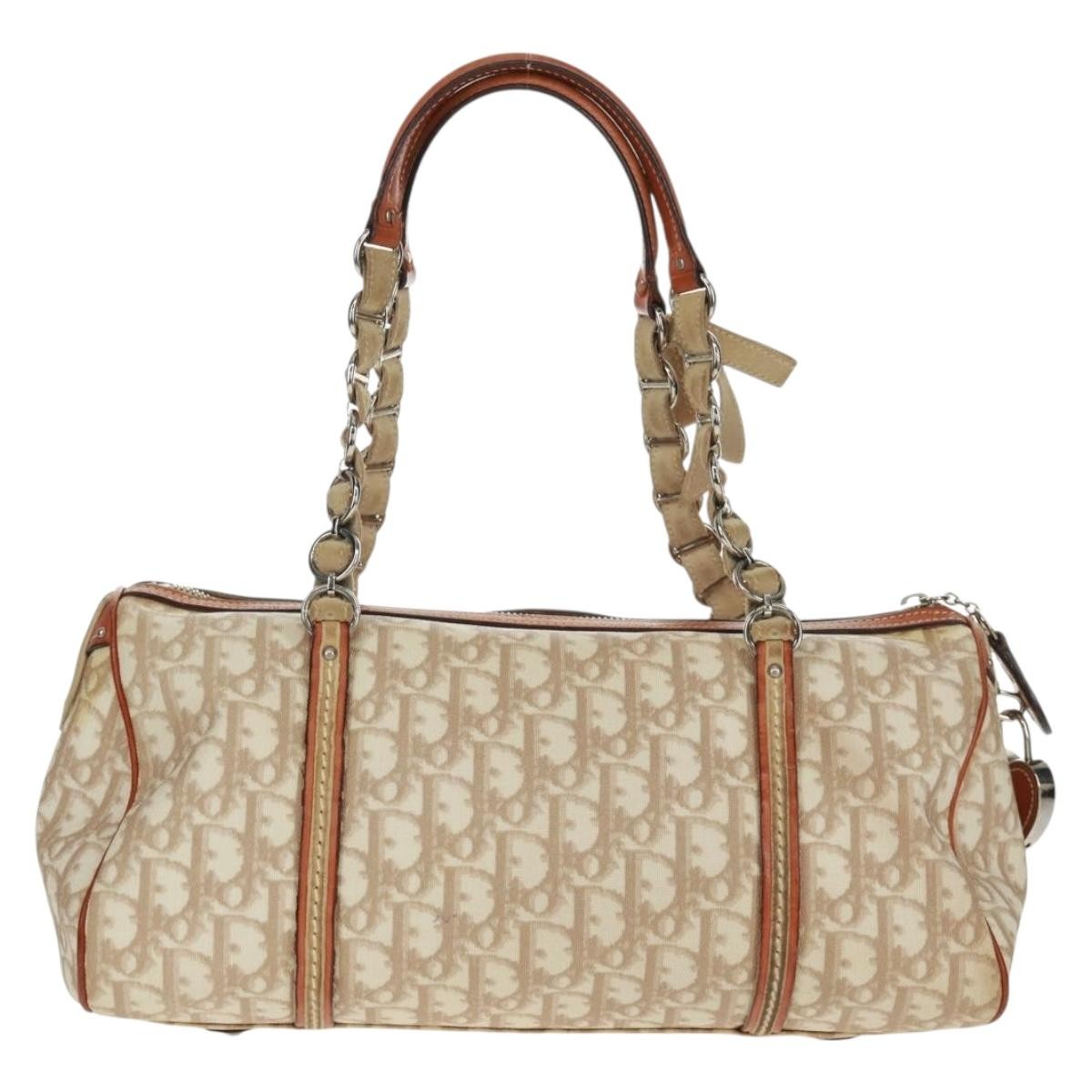 Christian Dior Vintage Trotter Romantique Boston Diorissimo Coated Canvas Beige Canvas Handbag (Pre-Owned)
