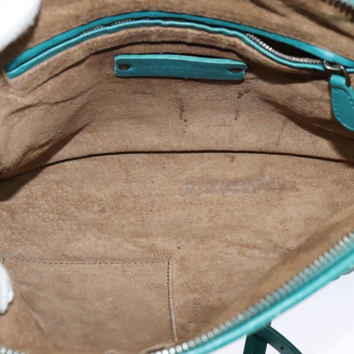 Bottega Veneta Double Compartment Pillow Intrecciato Nappa Green Leather Crossbody Bag Bag (Pre-Owned)