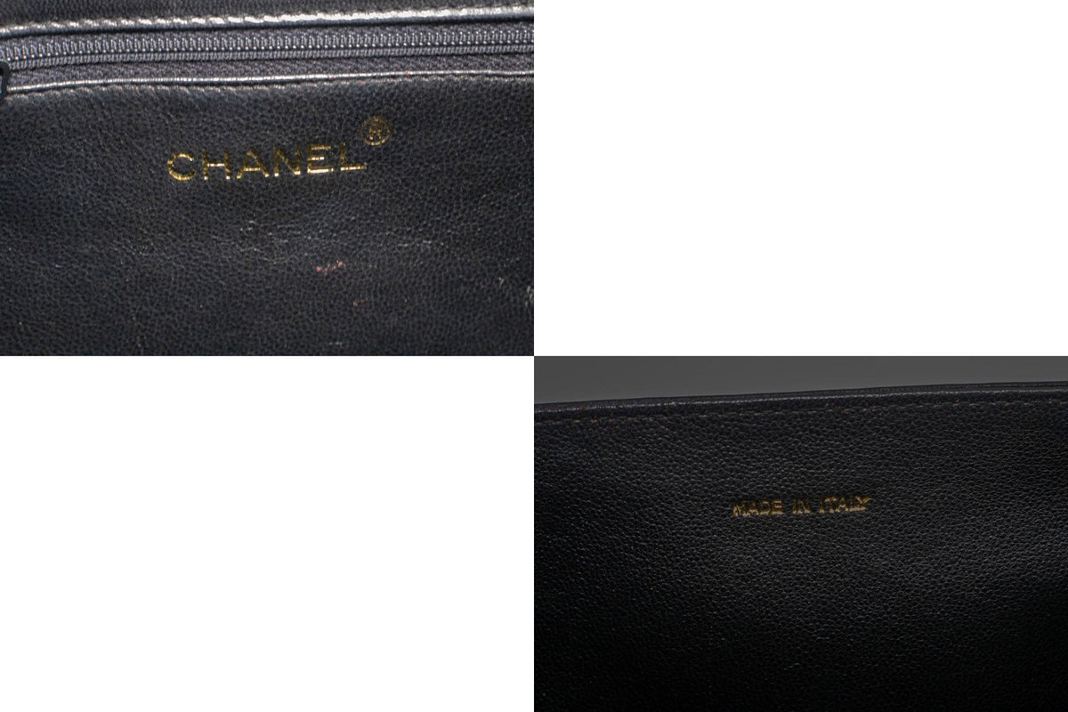 Chanel Vintage Curve Cc Flap Quilted Lambskin Black Leather Shoulder Bag Bag (Pre-Owned)
