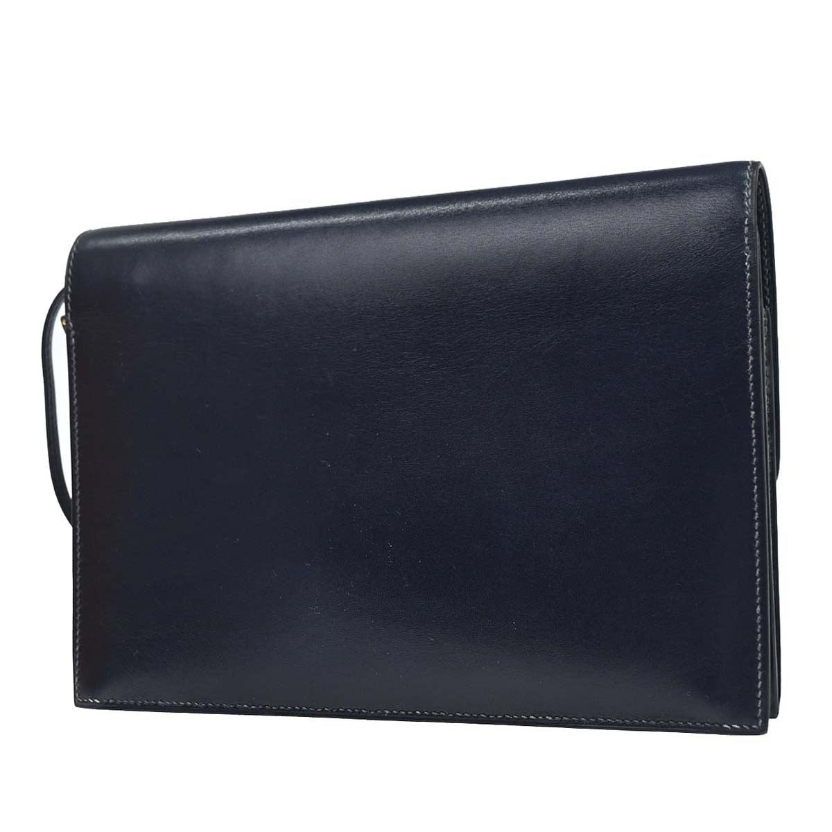 Hermes Jet Clutch Box Calf Navy Leather Clutche & Pouche Bag (Pre-Owned)