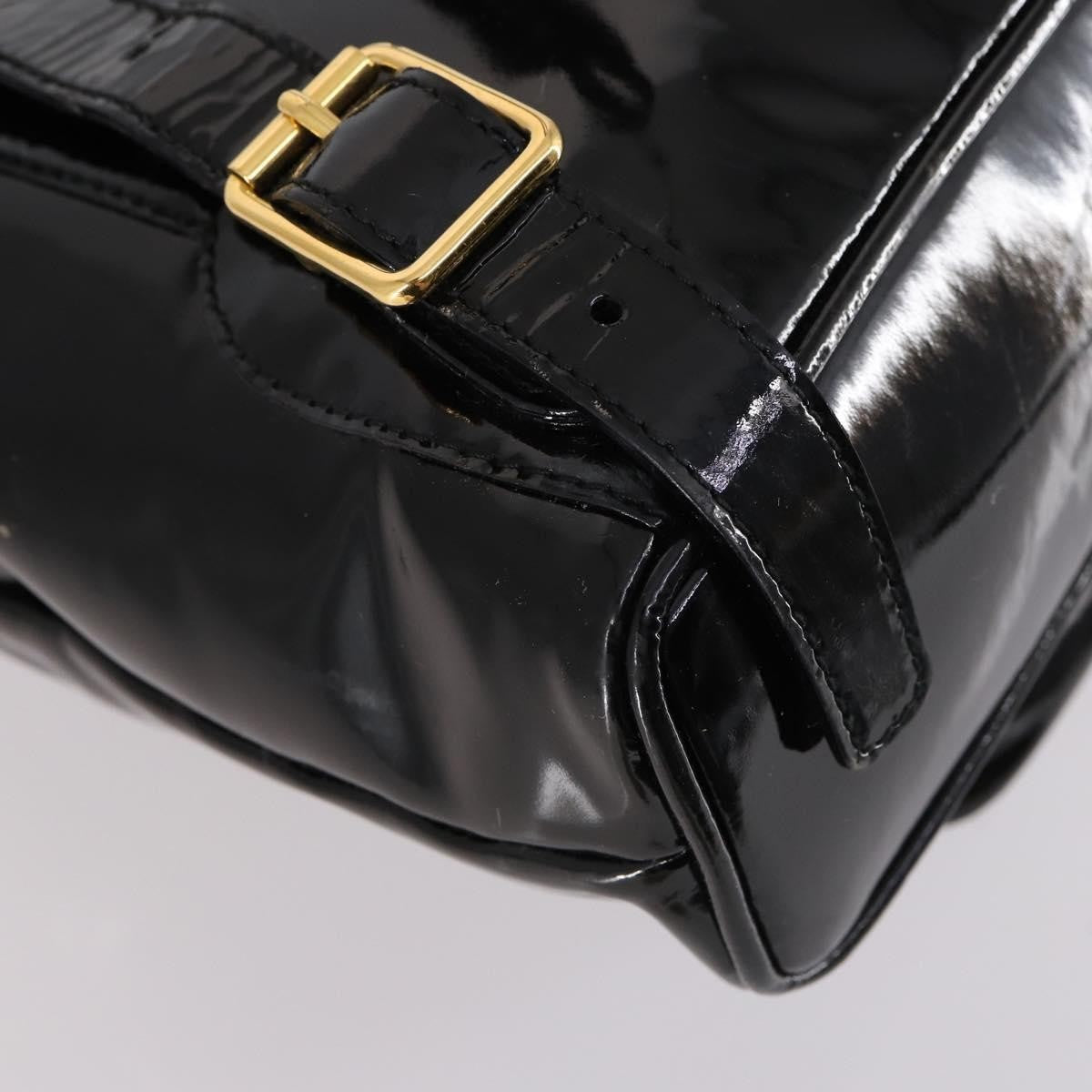 Gucci Vintage Bamboo Patent Black Patent_Leather Backpack Bag (Pre-Owned)