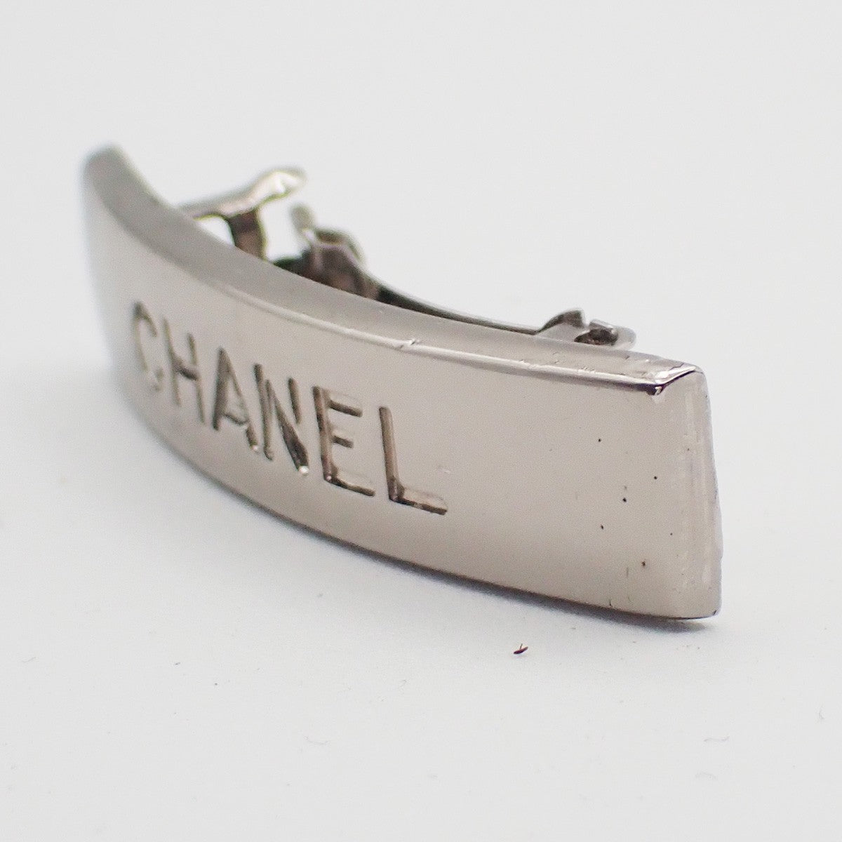 Chanel Logo Hair Barrette Metal Silver Metal Head Accessory Accessory (Pre-Owned)