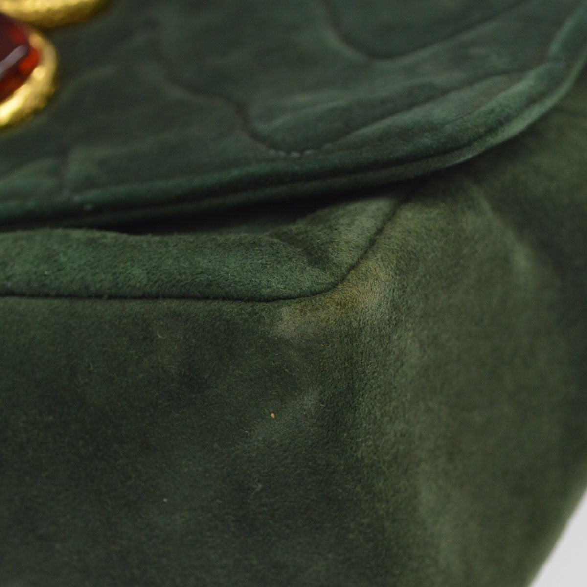 Chanel Vintage Chain Jewel Flap Quilted Velvet Green Suede Shoulder Bag Bag (Pre-Owned)