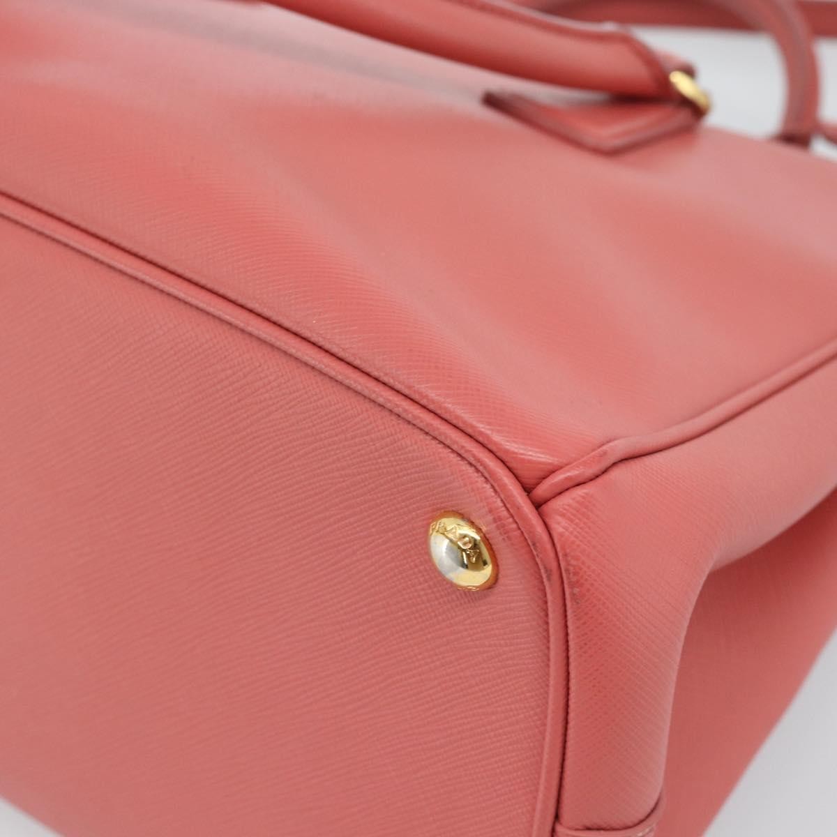 Prada Galleria Double Zip Saffiano Leather Pink Leather Tote Bag Bag (Pre-Owned)