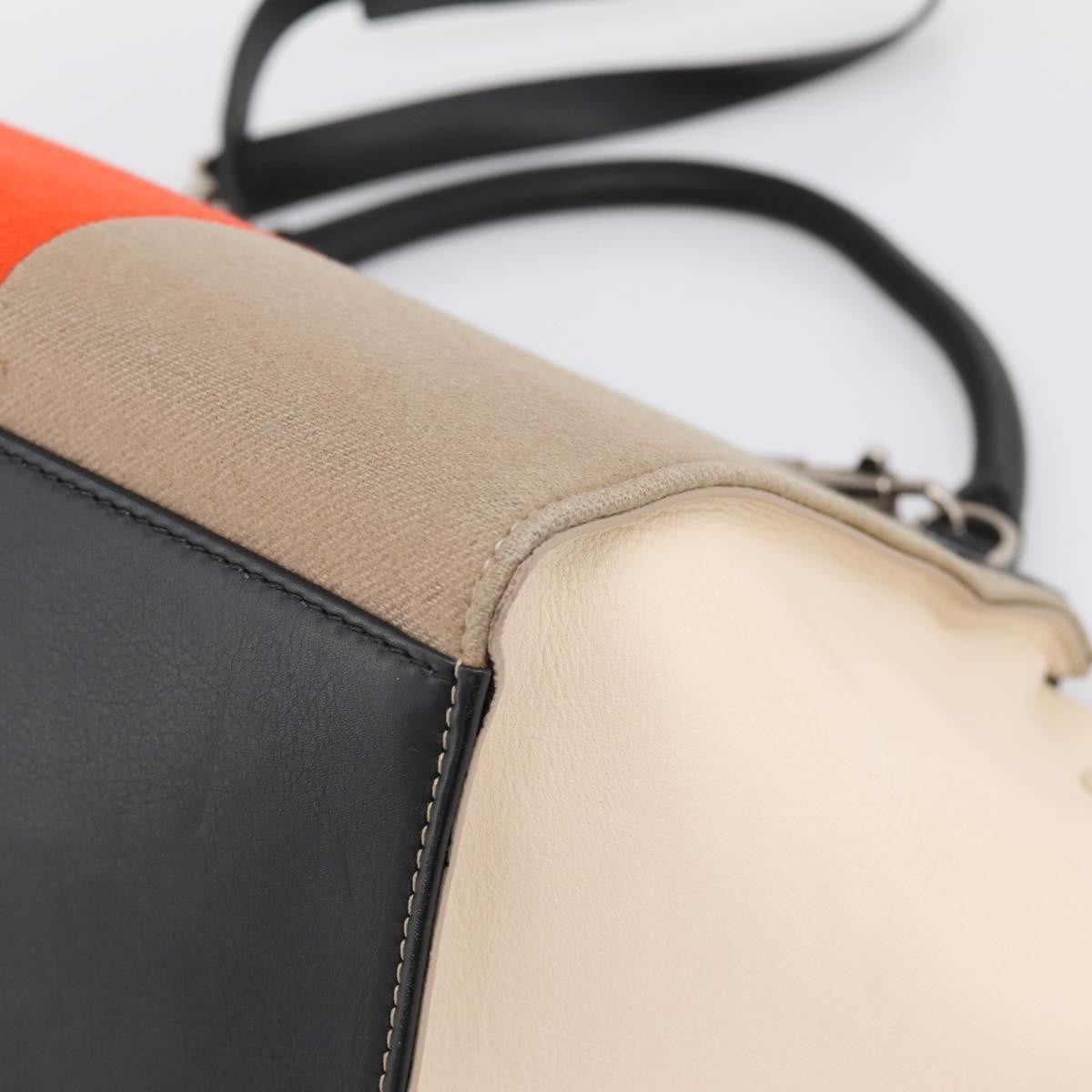 Celine Tricolor Trapeze Leather Beige Wool Handbag (Pre-Owned)