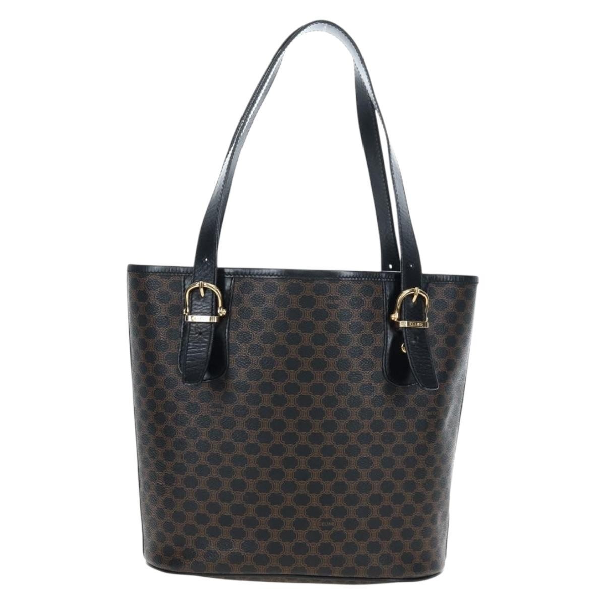 Celine C Macadam Tote Pvc Leather/ Macadam Canvas Black Pvc Shoulder Bag Bag (Pre-Owned)