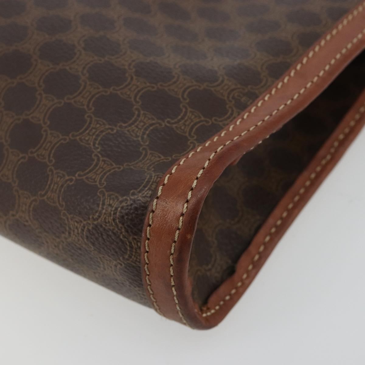 Celine Logo Triomphe Canvas And Leather Brown Canvas Clutche & Pouche Bag (Pre-Owned)