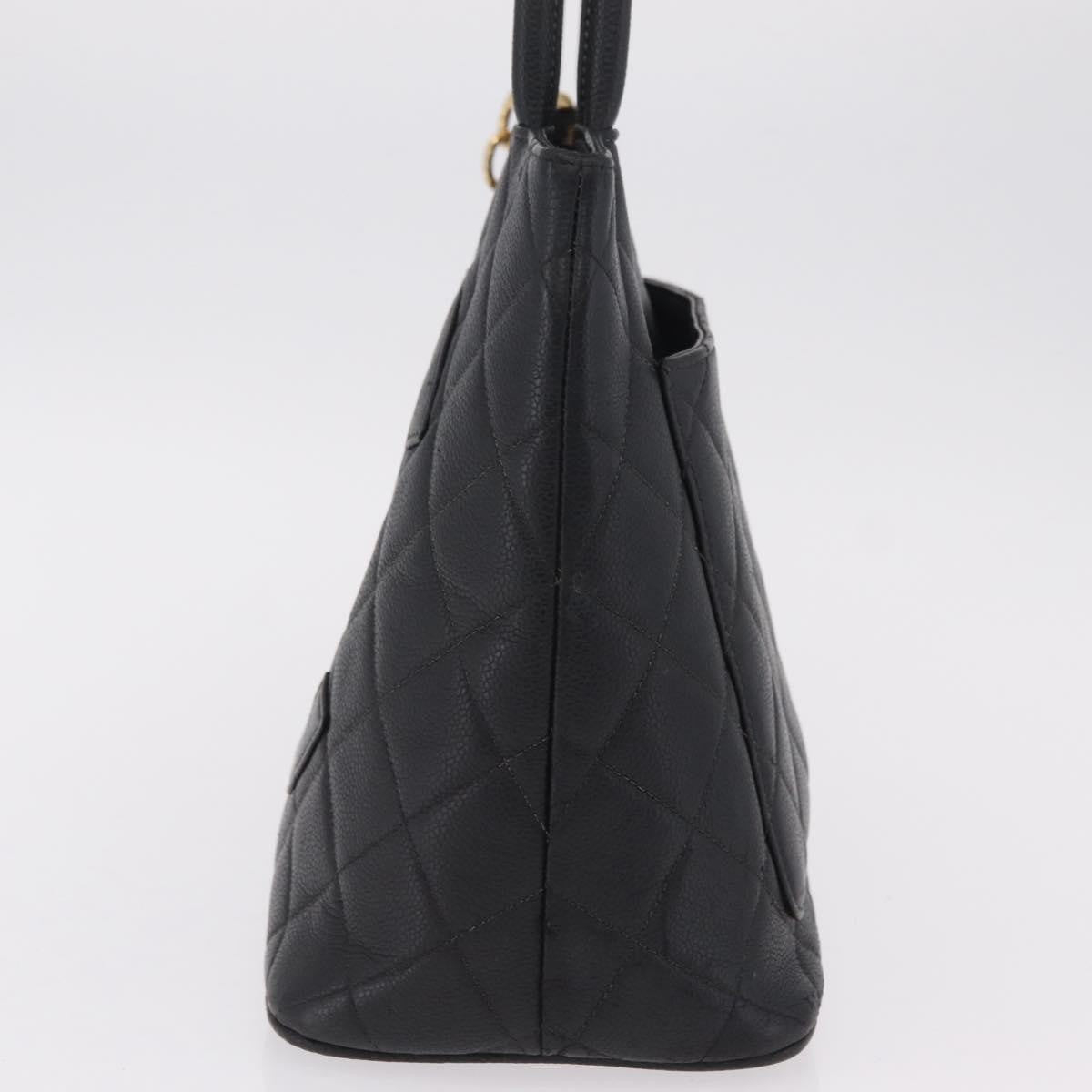 Chanel Medallion Quilted Caviar Black Calfskin Tote Bag Bag (Pre-Owned)