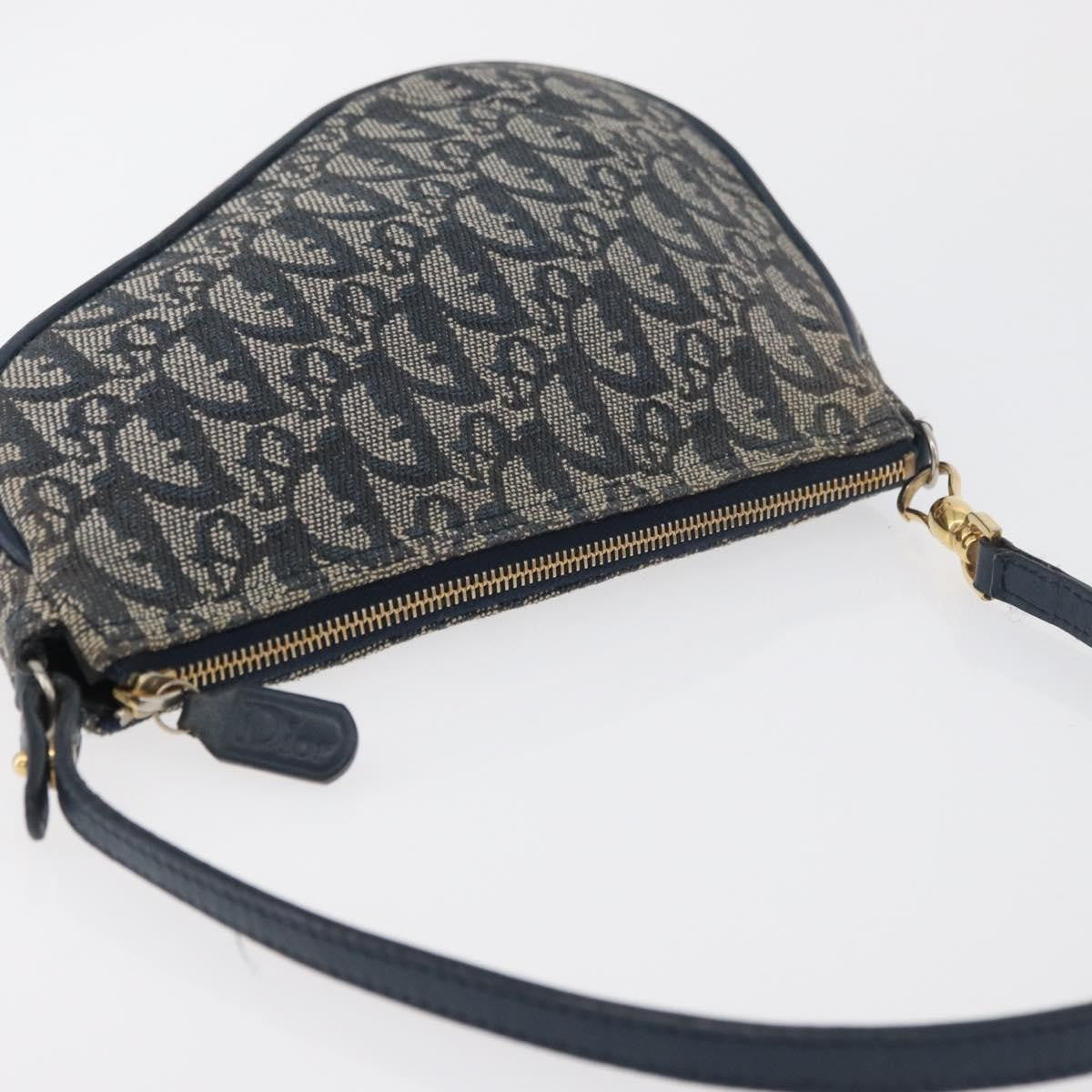 Christian Dior Vintage Saddle Bag Canvas Navy Canvas Clutche & Pouche Bag (Pre-Owned)