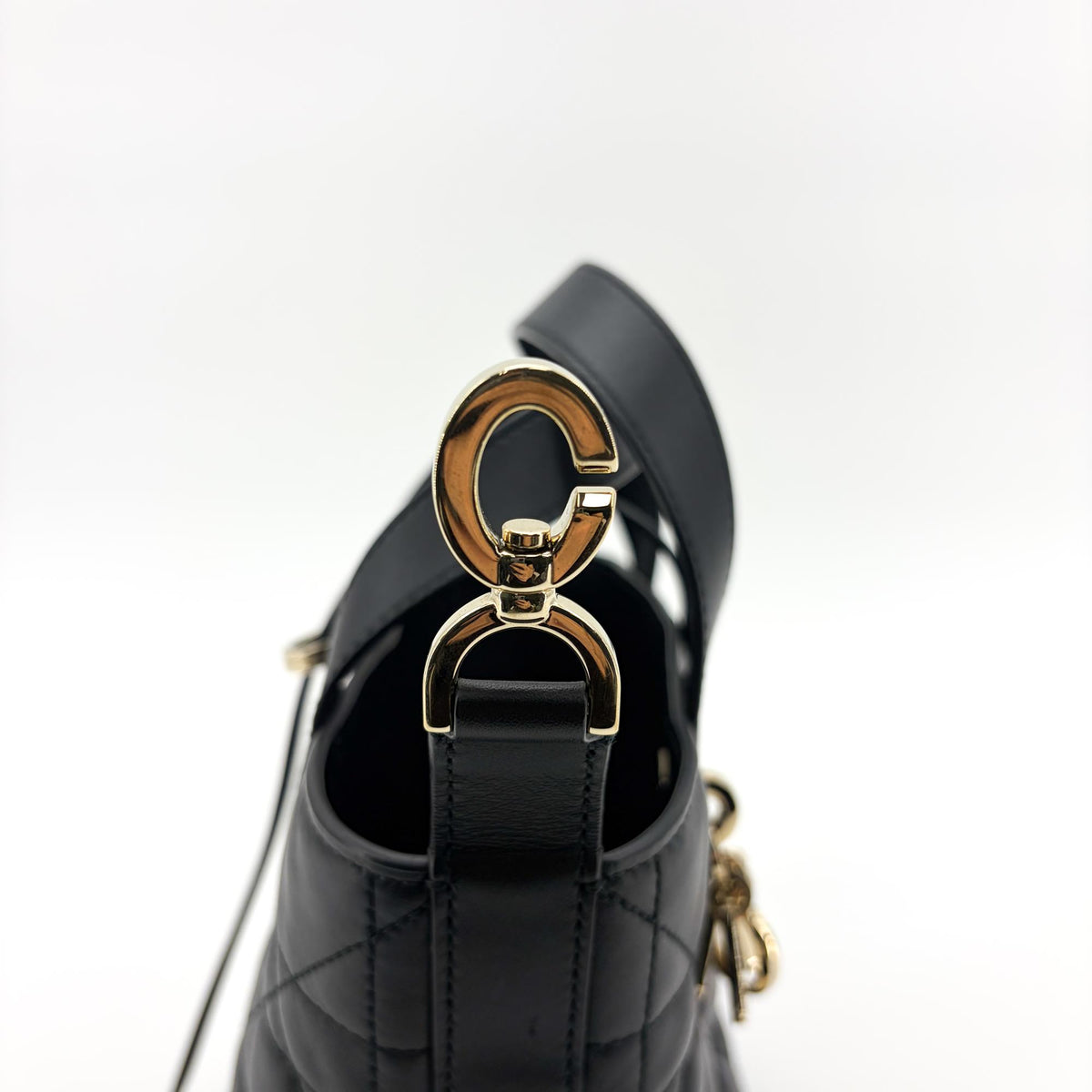 Christian Dior Toujours Vertical Macrocannage Quilt Calfskin Black Leather Tote Bag Bag (Pre-Owned)