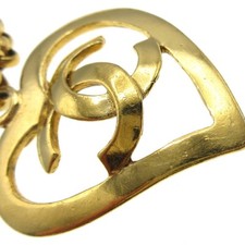 Chanel Cc Heart Pendant Metal Gold Gold_Plated Necklace Jewelry (Pre-Owned)
