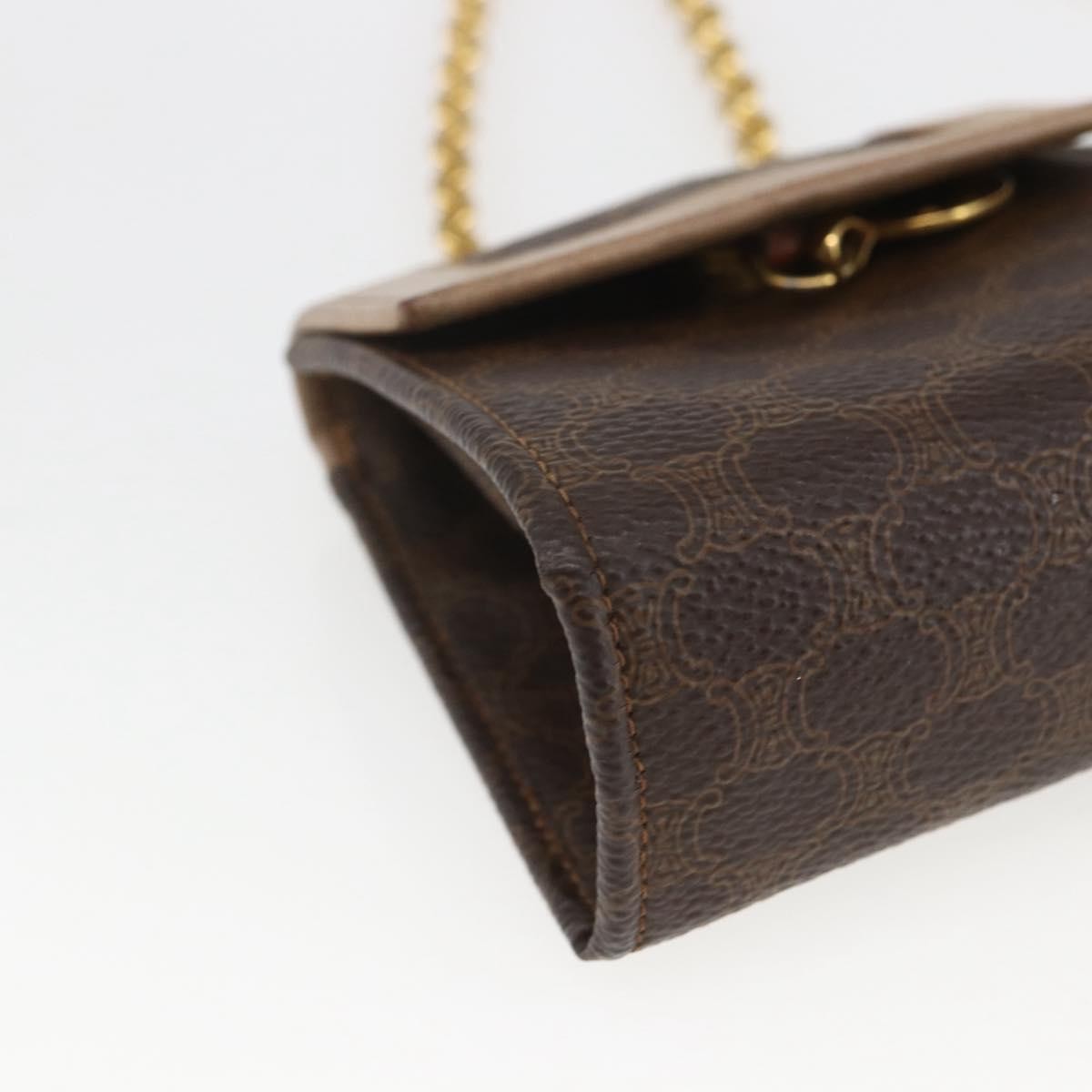 Celine Vintage Macadam Canvas And Leather Brown Canvas Shoulder Bag Bag (Pre-Owned)