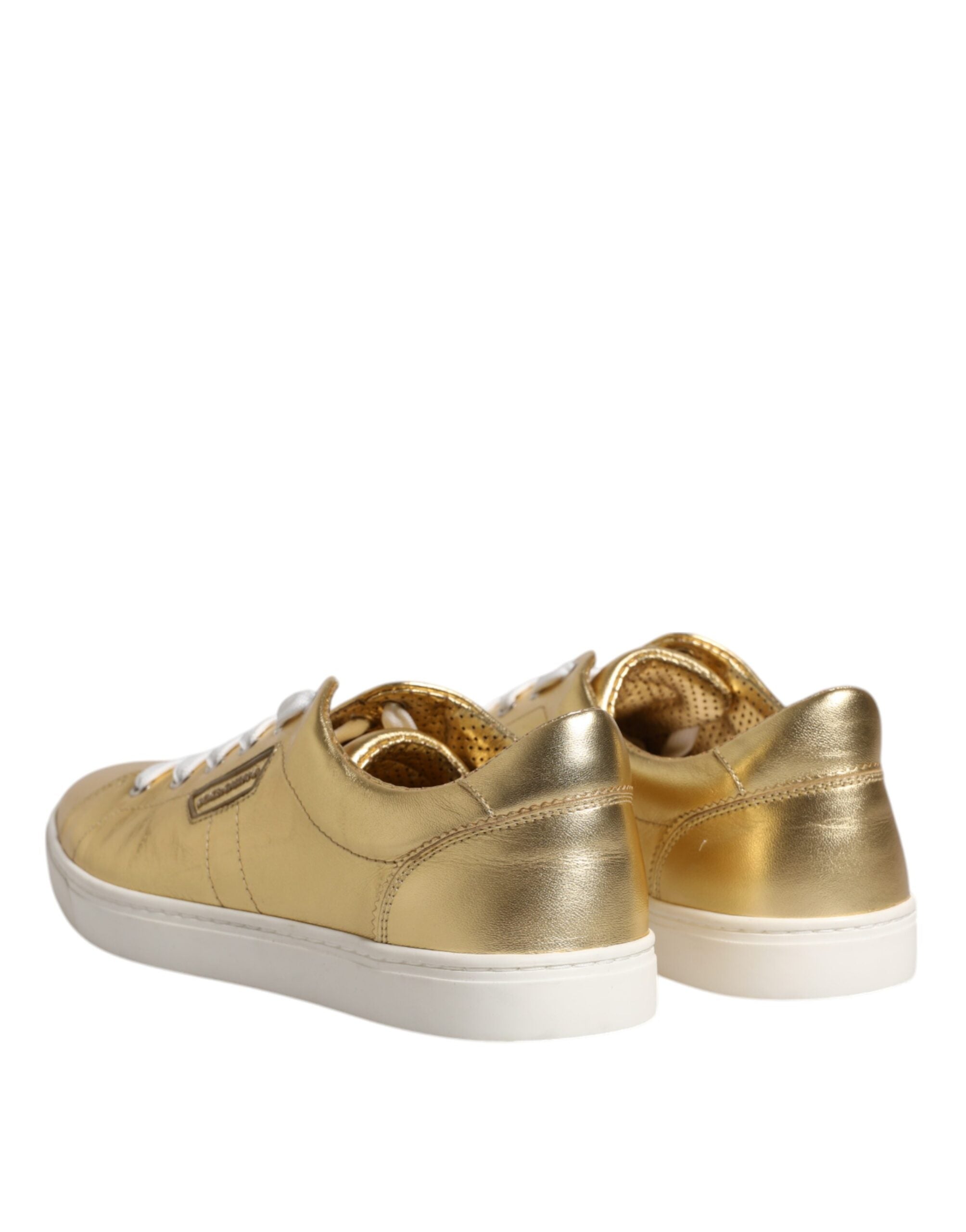 Dolce & Gabbana Gold Leather Logo London Men Sneakers Men's Shoes