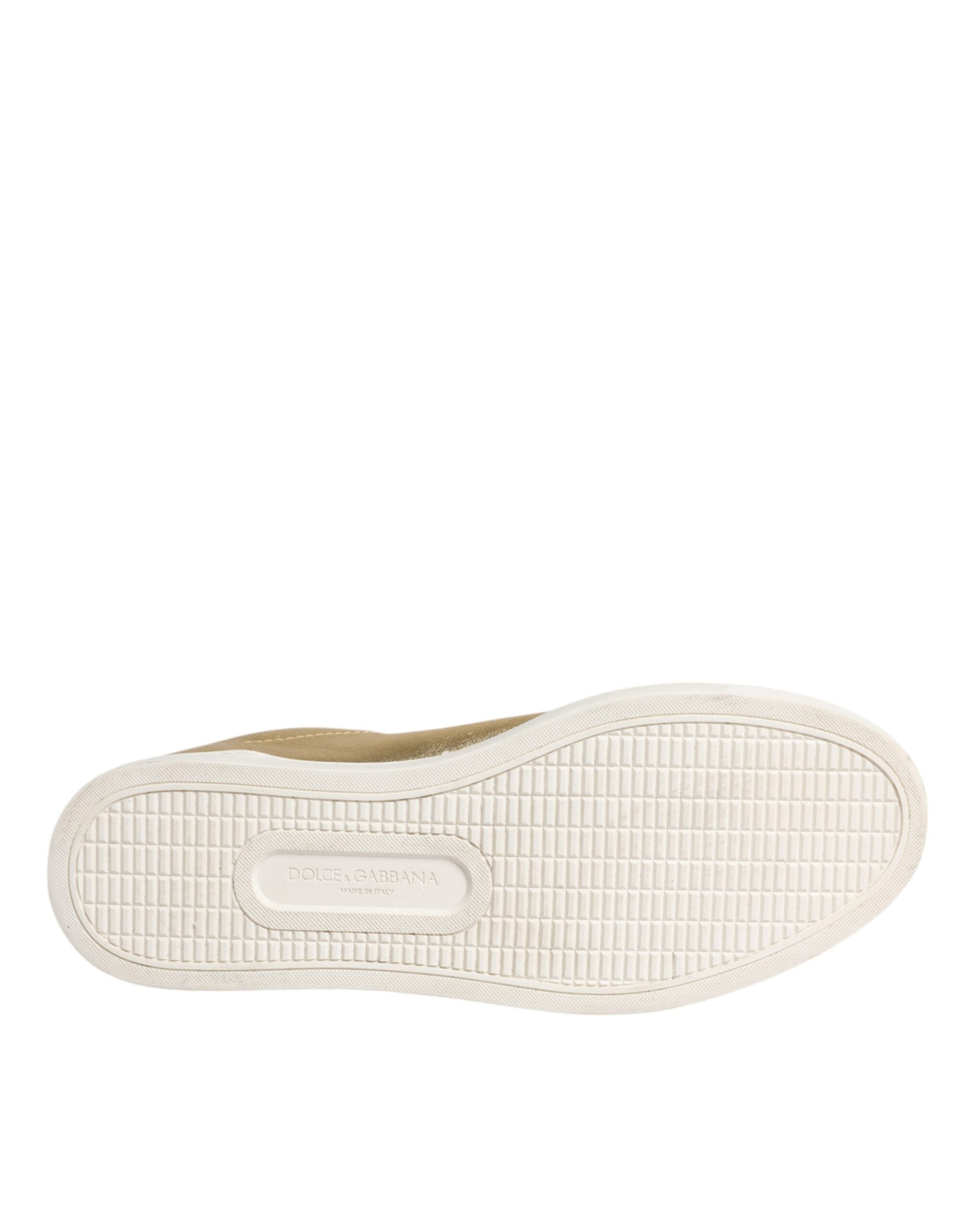 Dolce & Gabbana Gold Leather Logo London Men Sneakers Men's Shoes