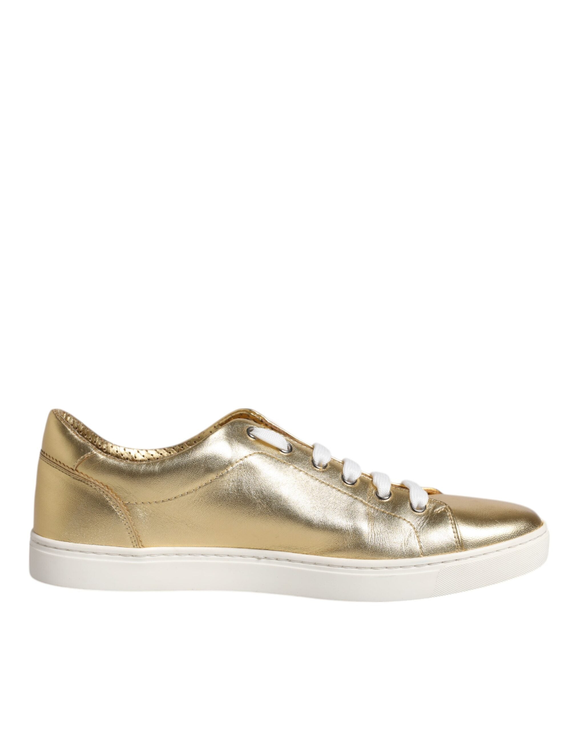 Dolce & Gabbana Gold Leather Logo London Men Sneakers Men's Shoes
