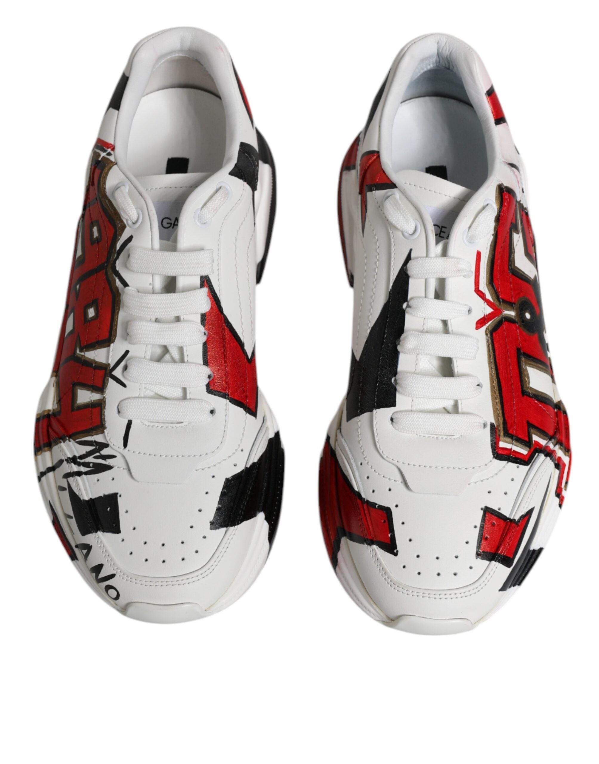 Dolce & Gabbana White Daymaster Hand Painted Sneakers Men's Shoes (Pre-Owned)