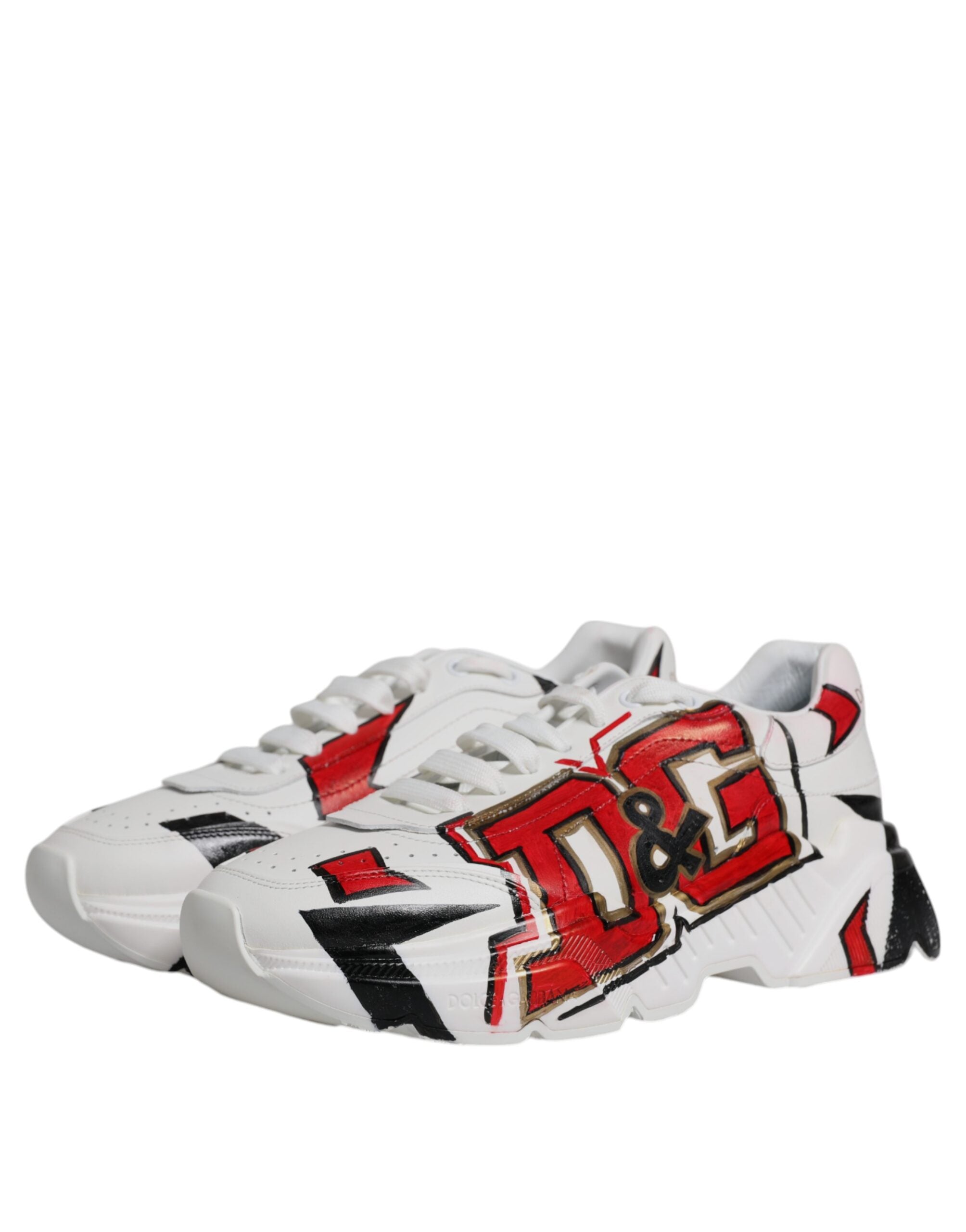 Dolce & Gabbana White Daymaster Hand Painted Sneakers Men's Shoes (Pre-Owned)