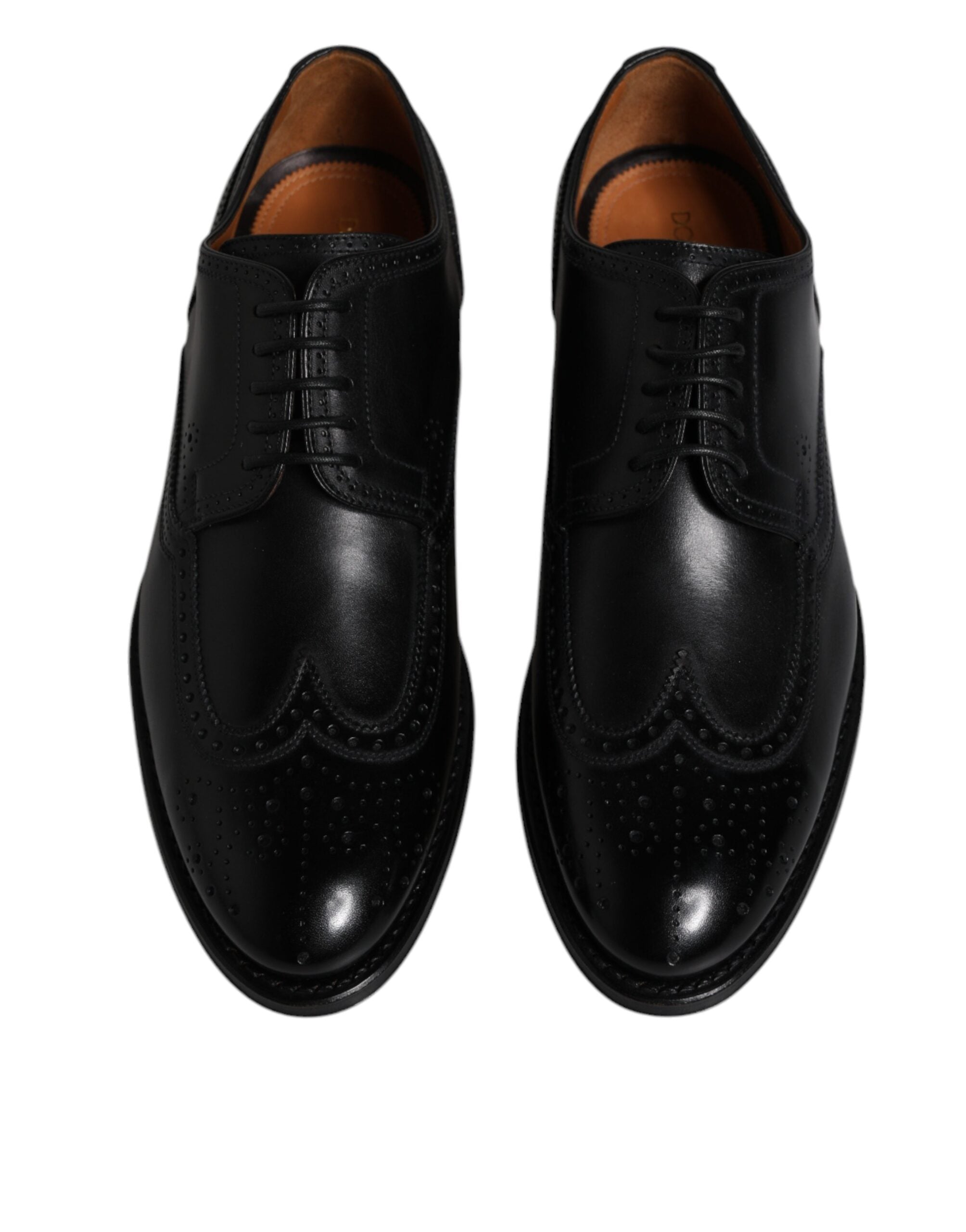Dolce & Gabbana Black Leather Derby Wingtip Formal Men's Shoes
