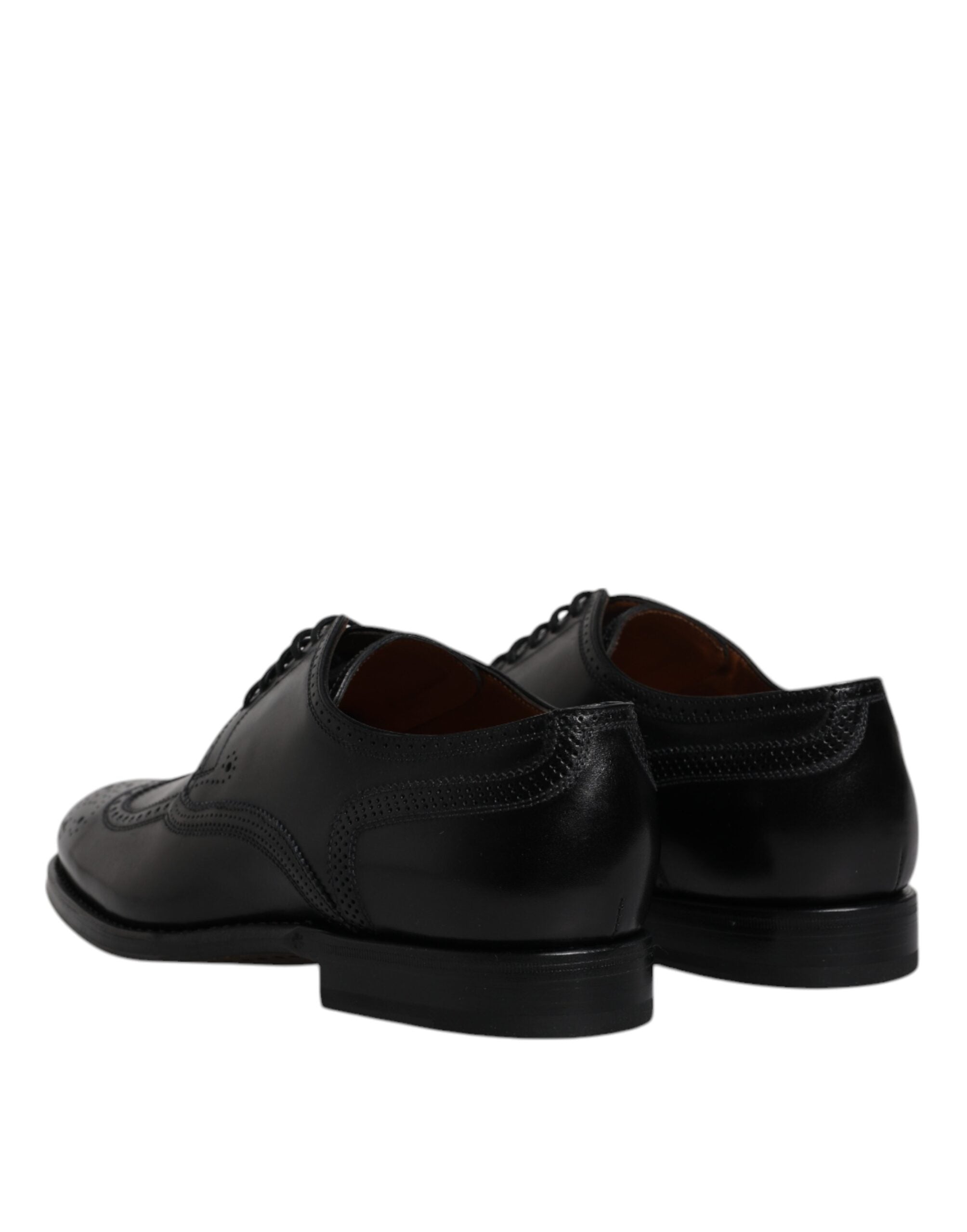 Dolce & Gabbana Black Leather Derby Wingtip Formal Men's Shoes