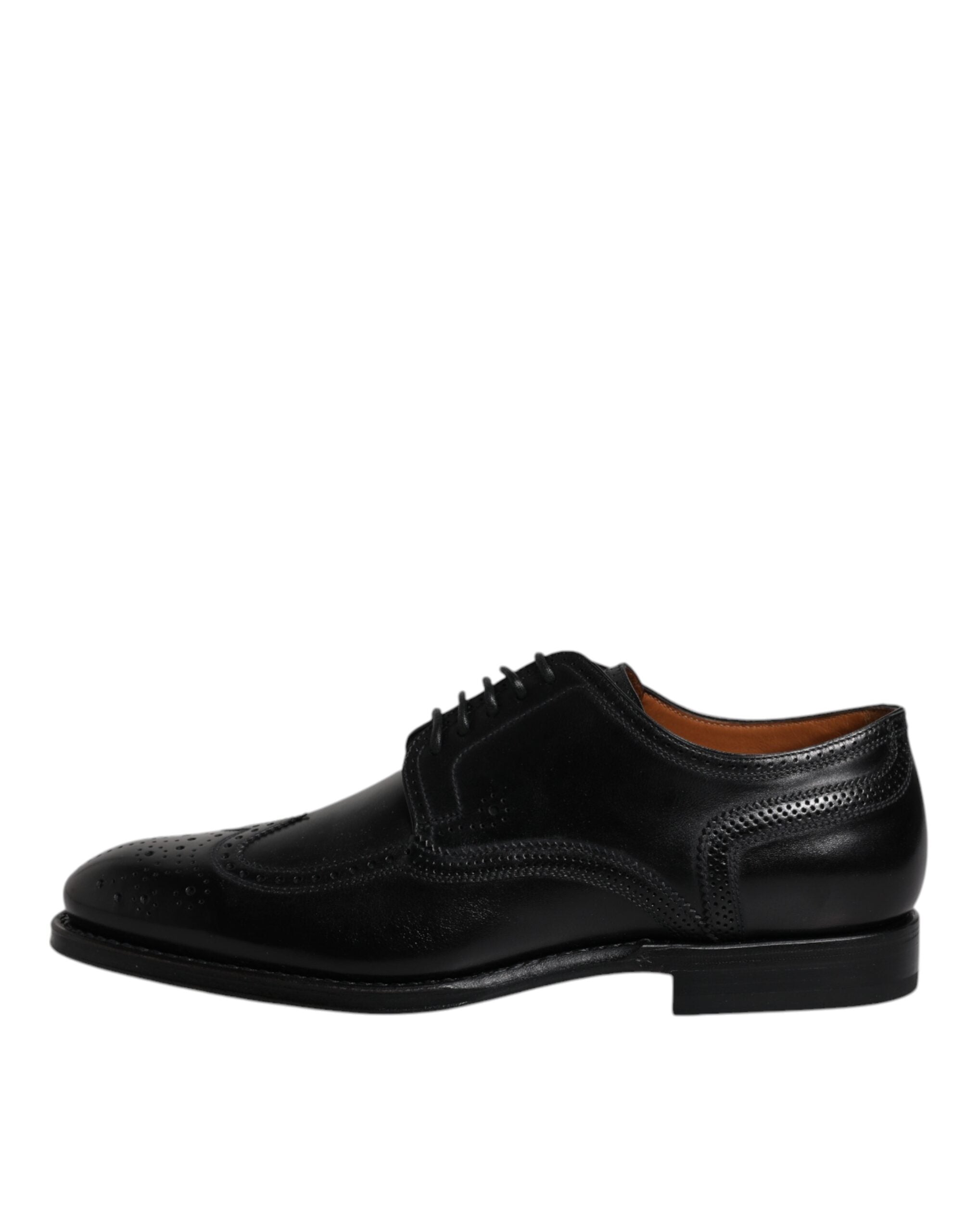 Dolce & Gabbana Black Leather Derby Wingtip Formal Men's Shoes