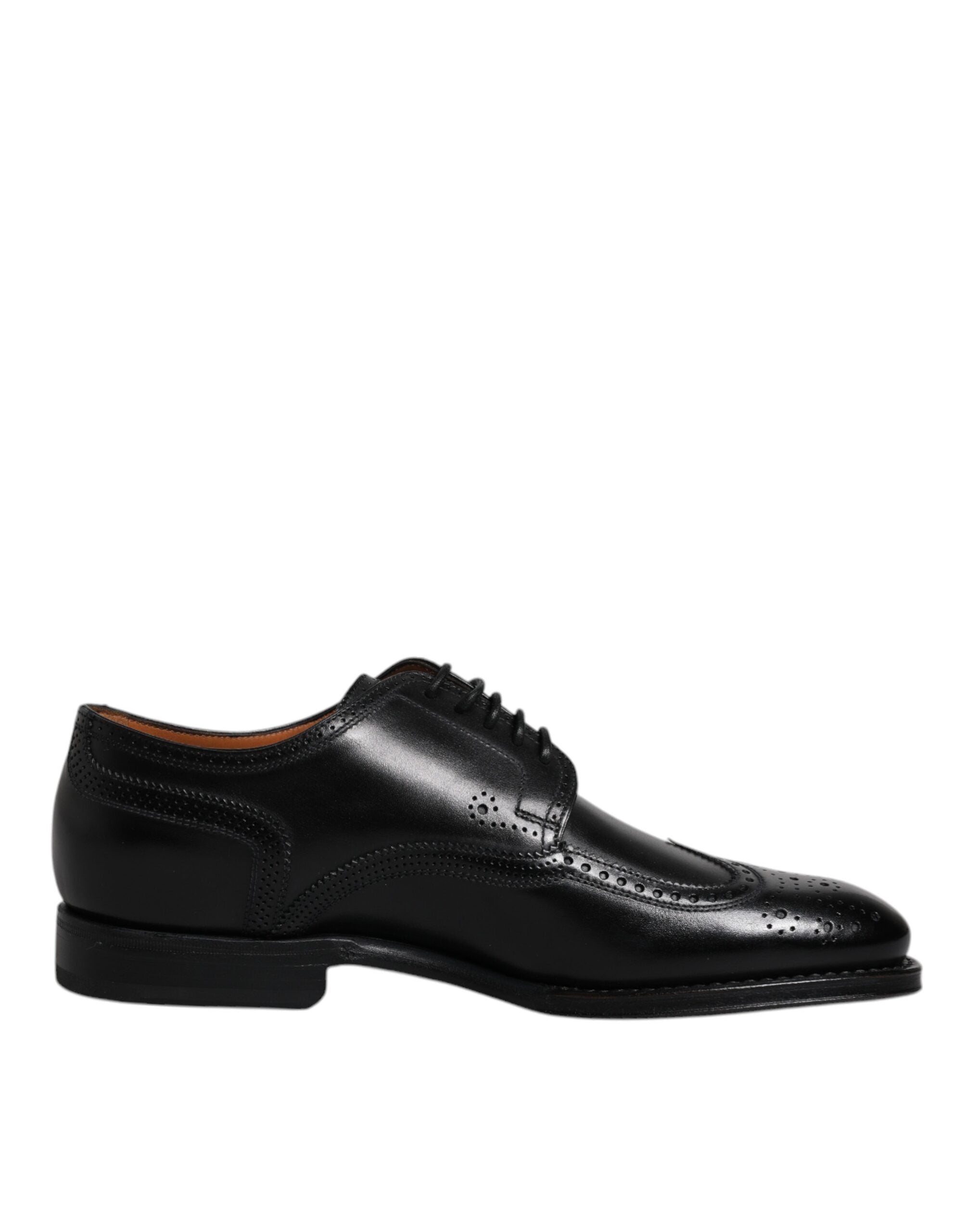 Dolce & Gabbana Black Leather Derby Wingtip Formal Men's Shoes