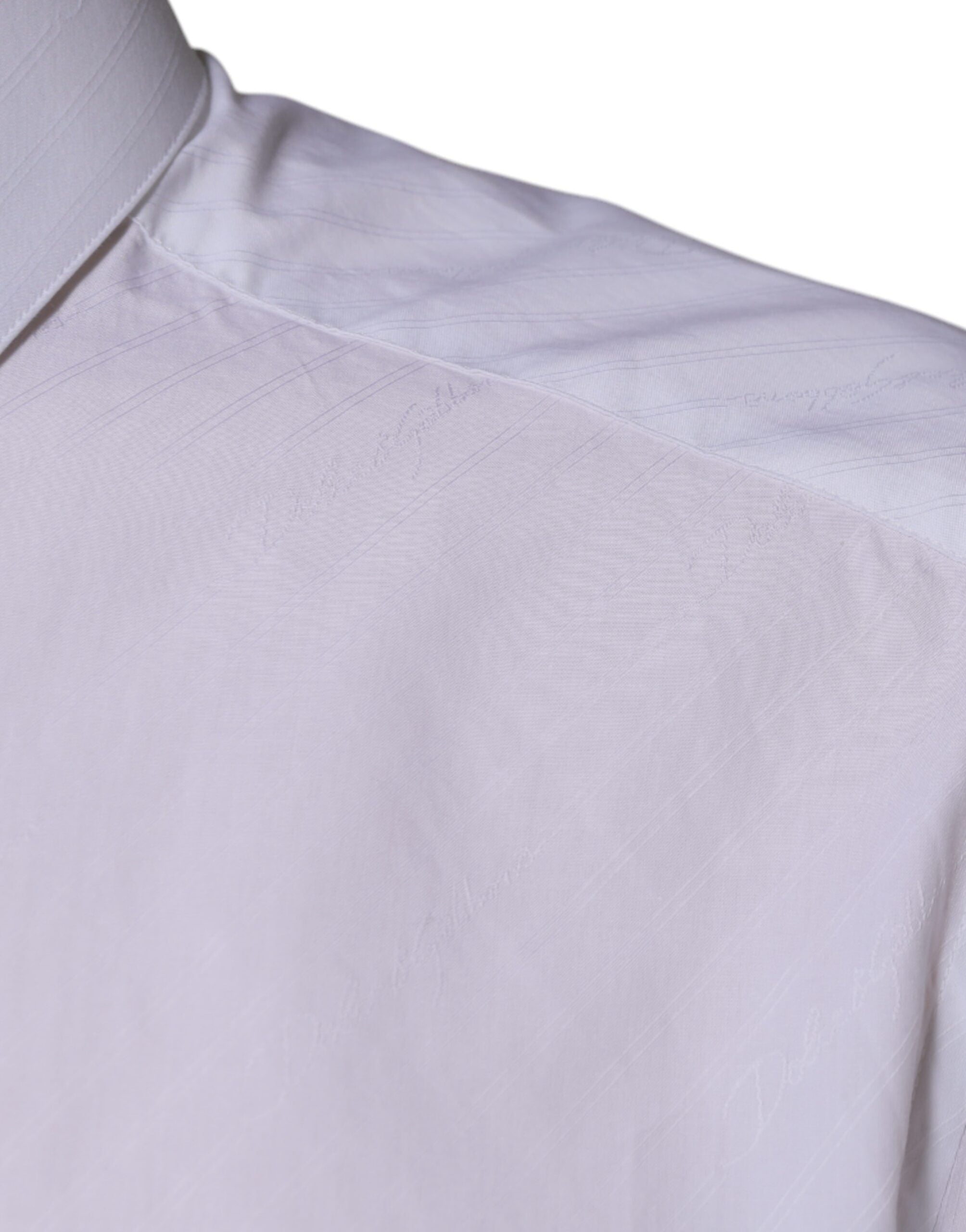 Dolce & Gabbana White Cotton Long Sleeve MARTINI Dress Men's Shirt (Pre-Owned)