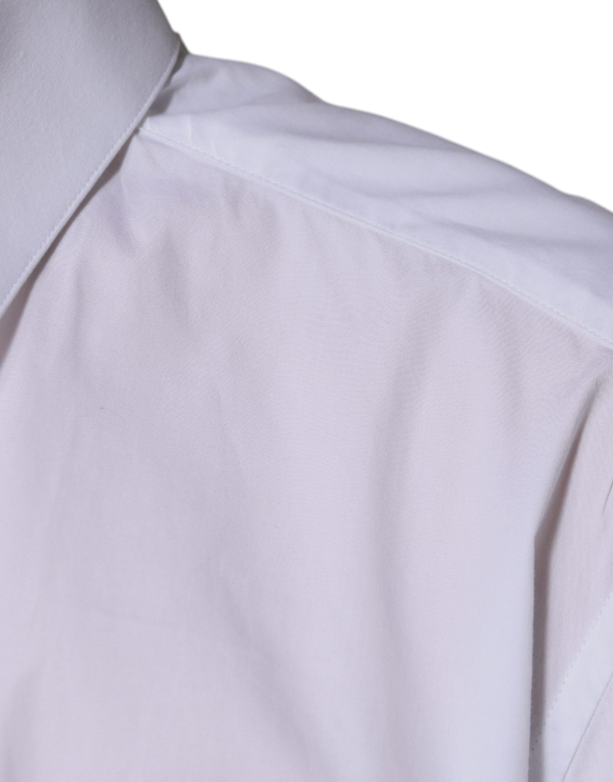 Dolce & Gabbana White Cotton Long Sleeve GOLD Dress Men's Shirt (Pre-Owned)