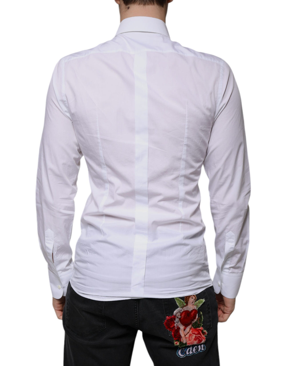 Dolce & Gabbana White Slim Fit Baroque GOLD Men Dress Men's Shirt (Pre-Owned)