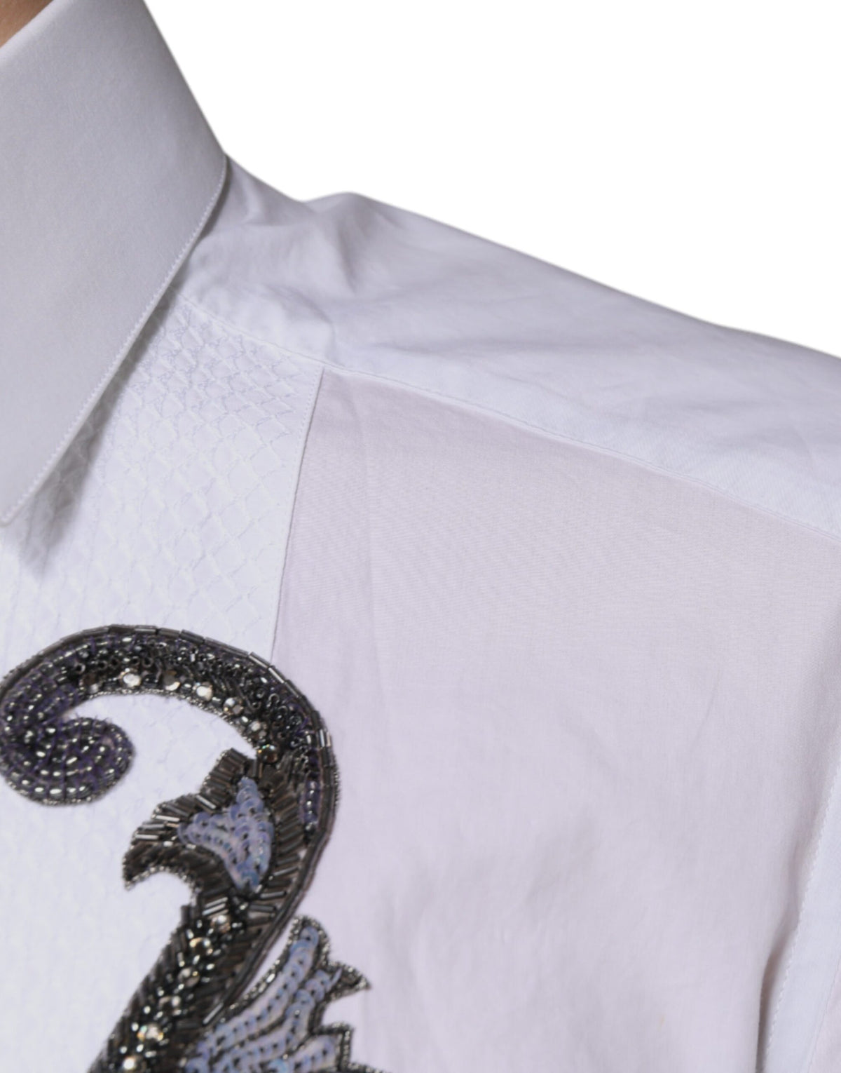 Dolce & Gabbana White Slim Fit Baroque GOLD Men Dress Men's Shirt (Pre-Owned)
